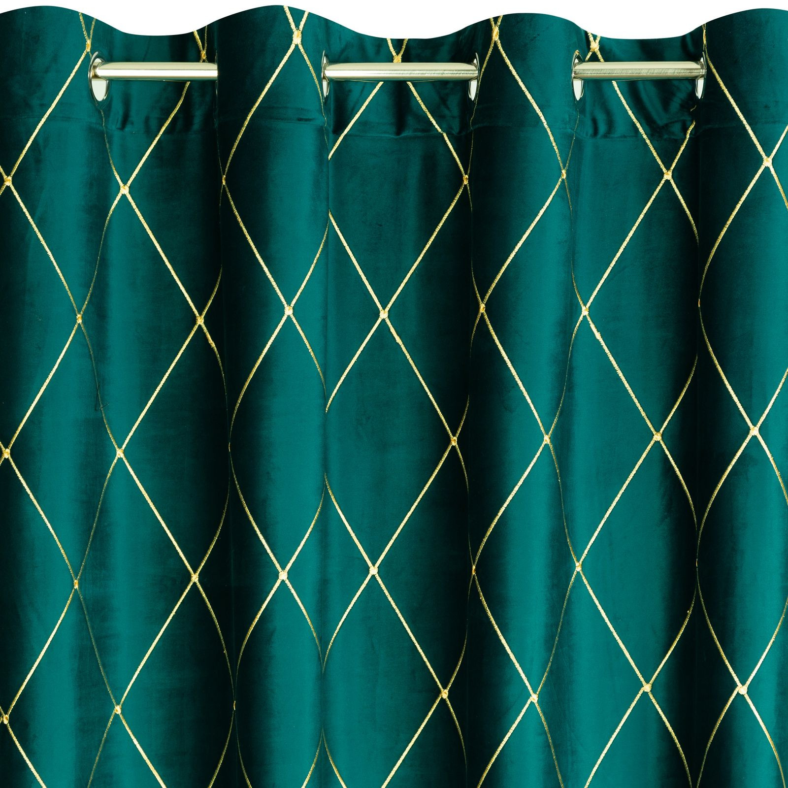 Hotový závěs PIERRE CARDIN MARGO tmavě tyrkysový / zlatý - na průchodkách