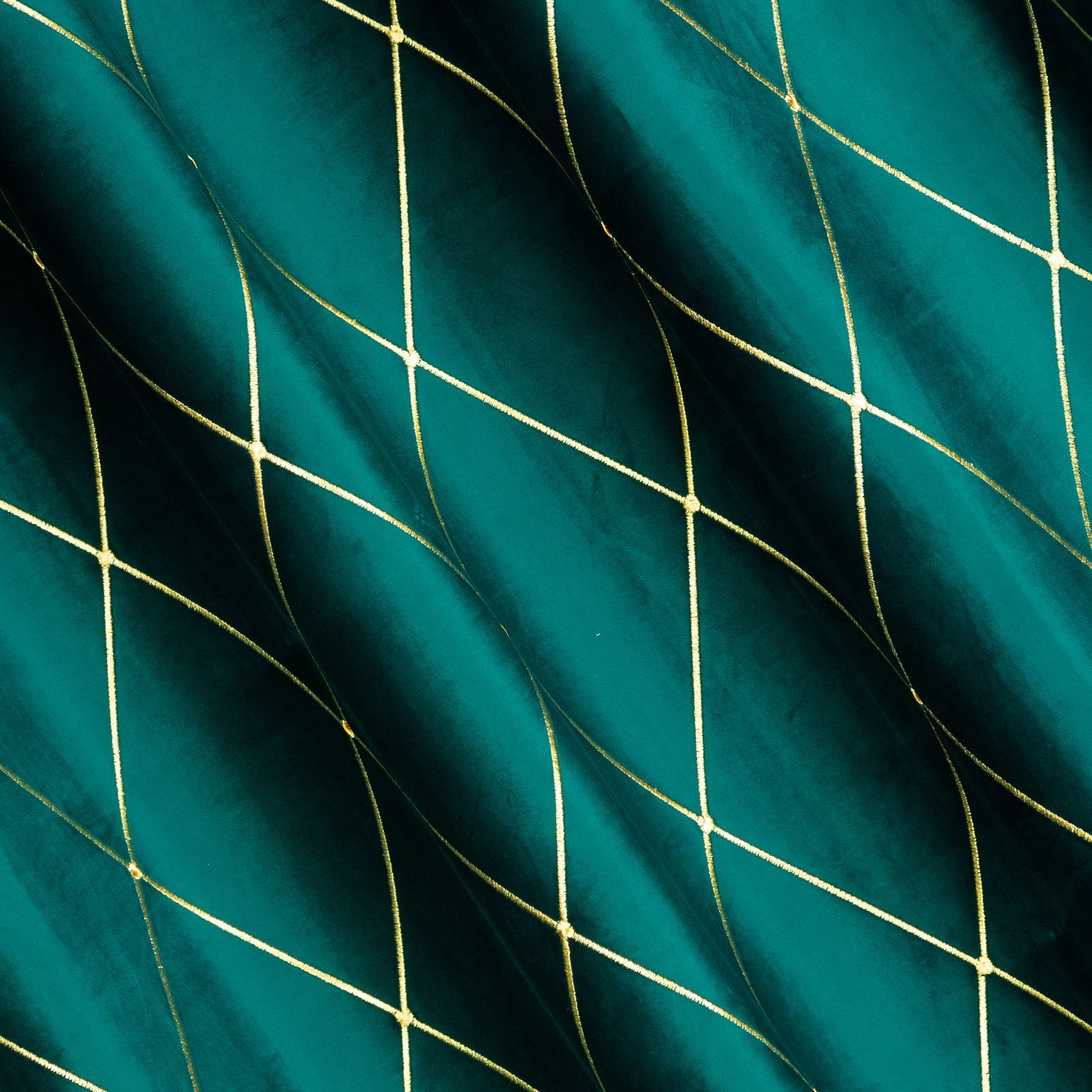 Hotový závěs PIERRE CARDIN MARGO tmavě tyrkysový / zlatý - na průchodkách