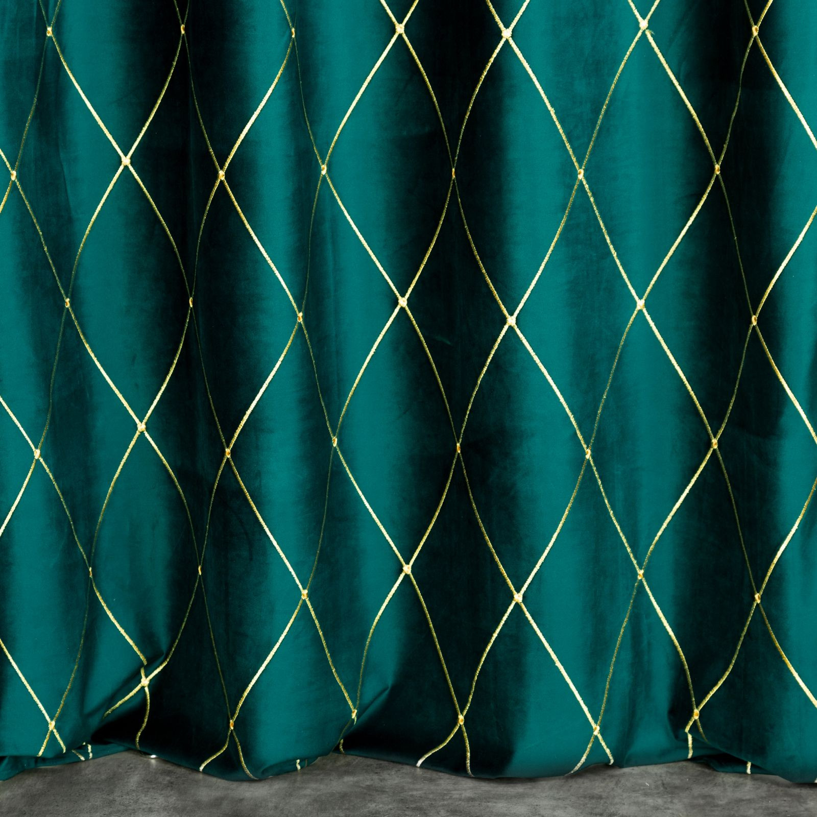 Hotový závěs PIERRE CARDIN MARGO tmavě tyrkysový / zlatý - na průchodkách