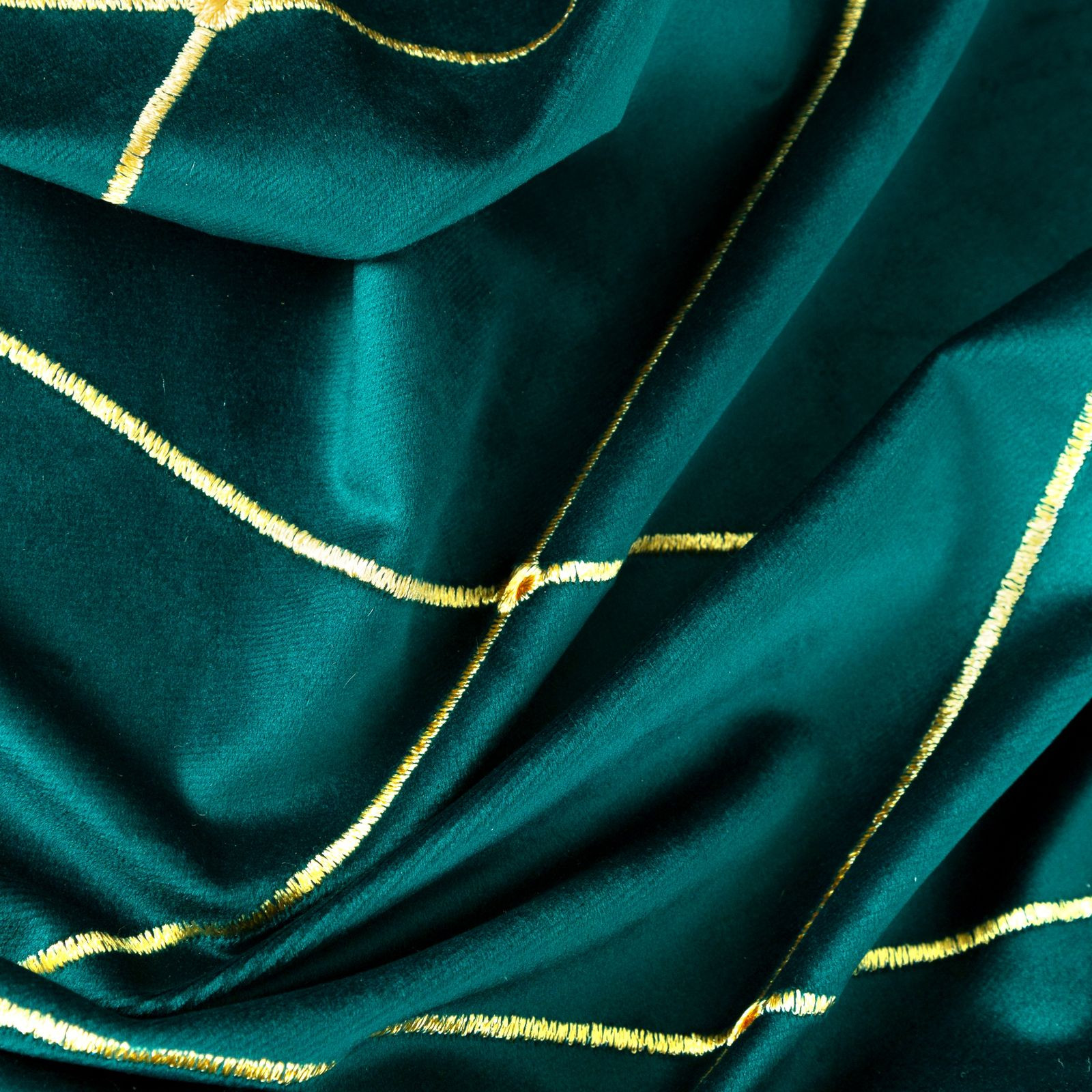 Hotový závěs PIERRE CARDIN MARGO tmavě tyrkysový / zlatý - na průchodkách