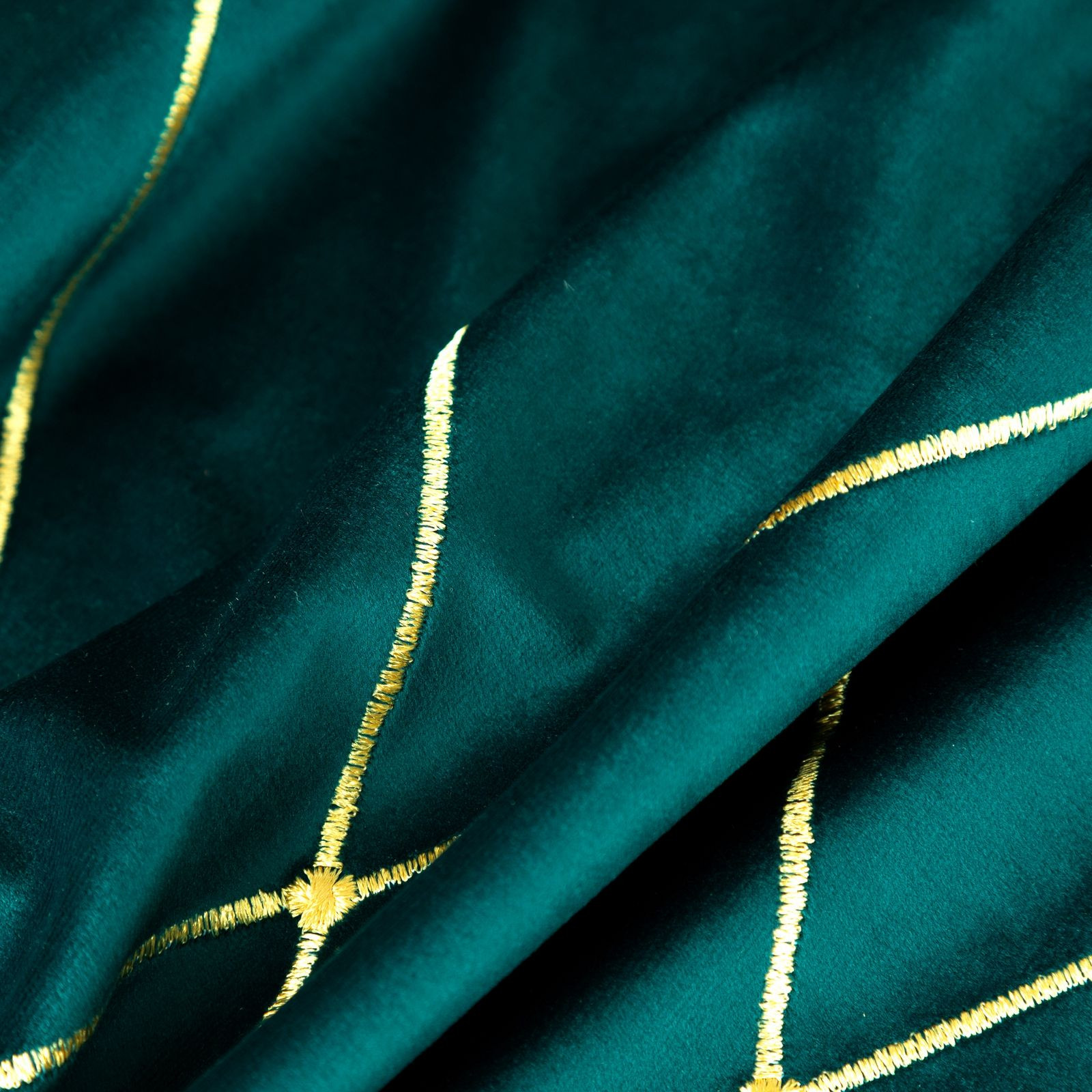 Hotový závěs PIERRE CARDIN MARGO tmavě tyrkysový / zlatý - na průchodkách