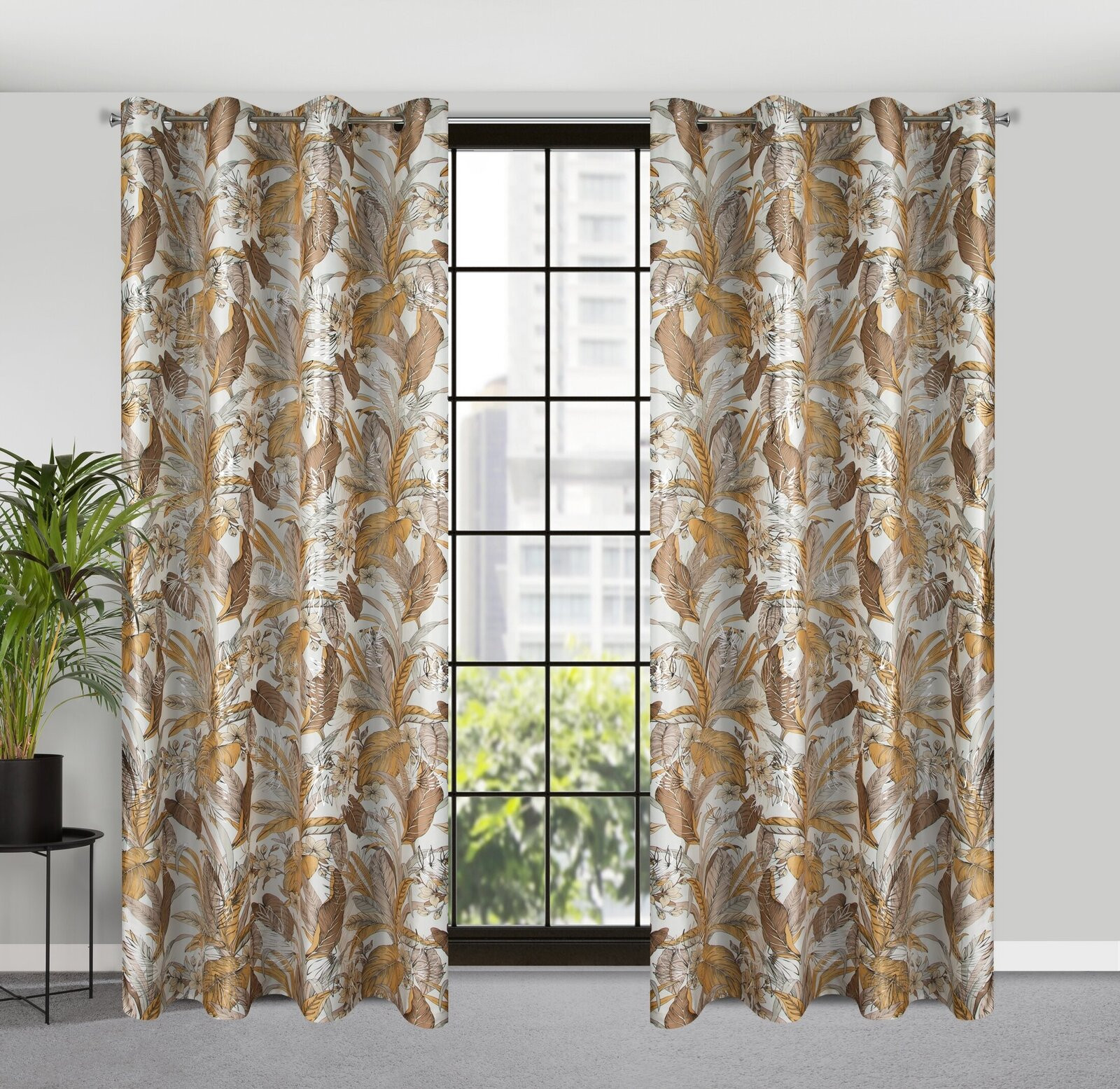 Hotový závěs ADEL bílo-stříbrný - na průchodkách