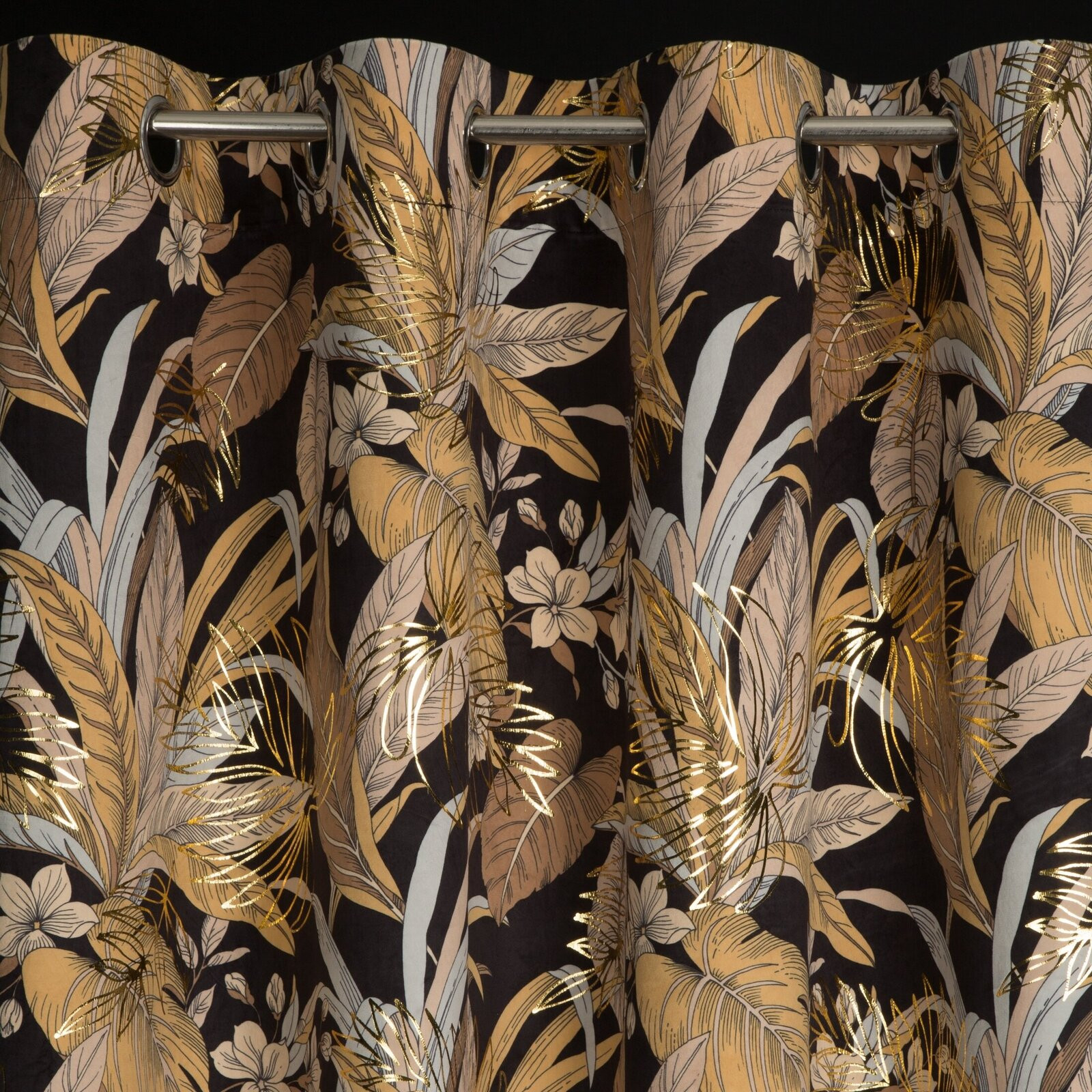 Hotový závěs ADEL černo-zlatý - na průchodkách