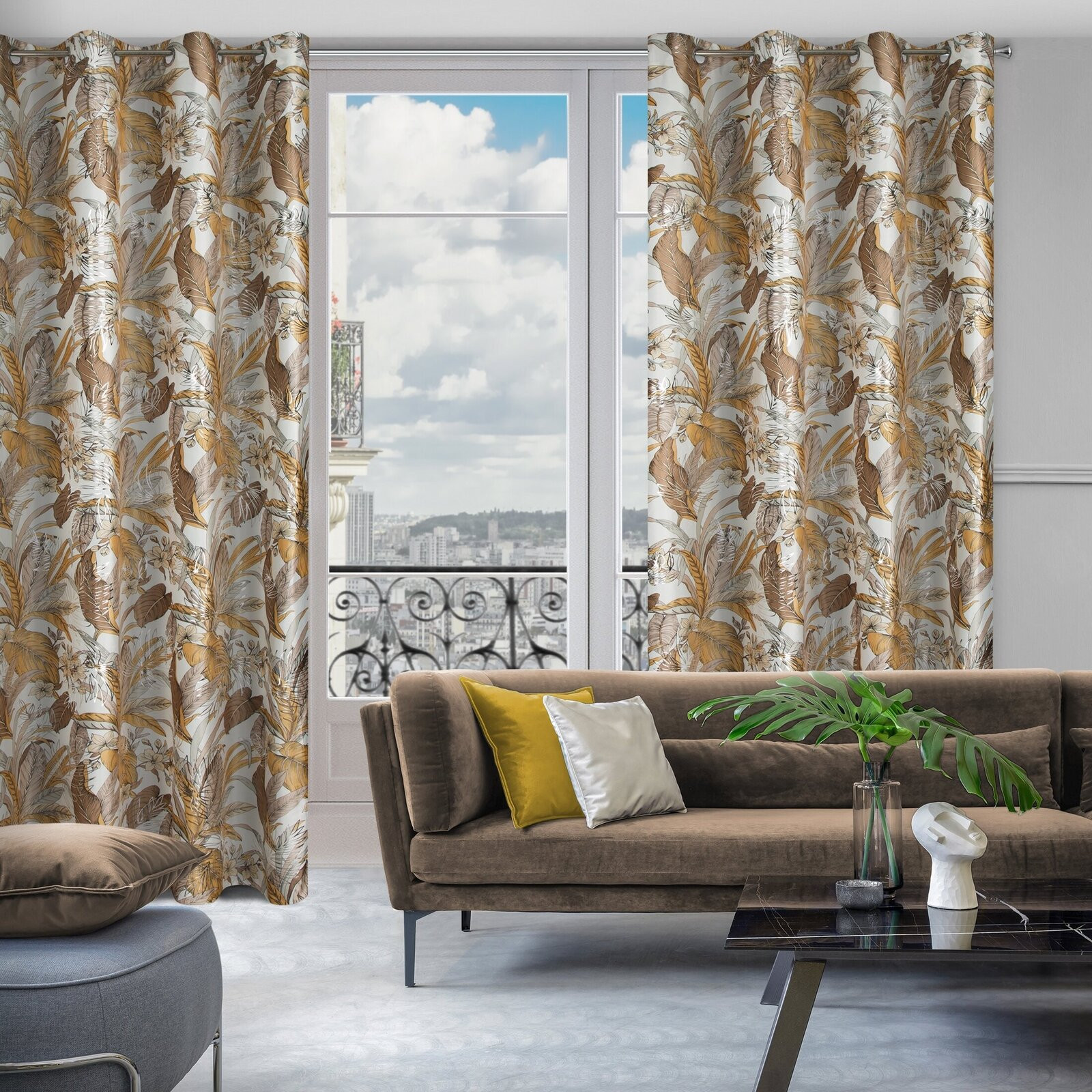 Hotový závěs ADEL bílo-stříbrný - na průchodkách