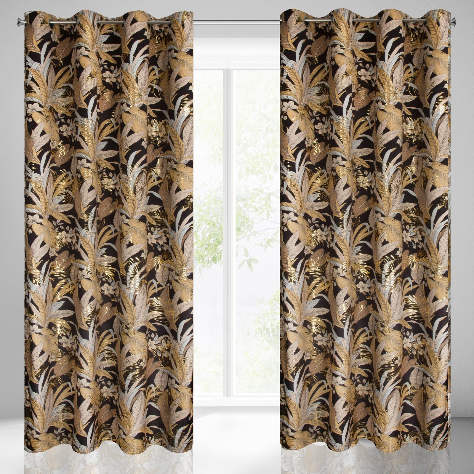 Hotový závěs ADEL černo-zlatý - na průchodkách