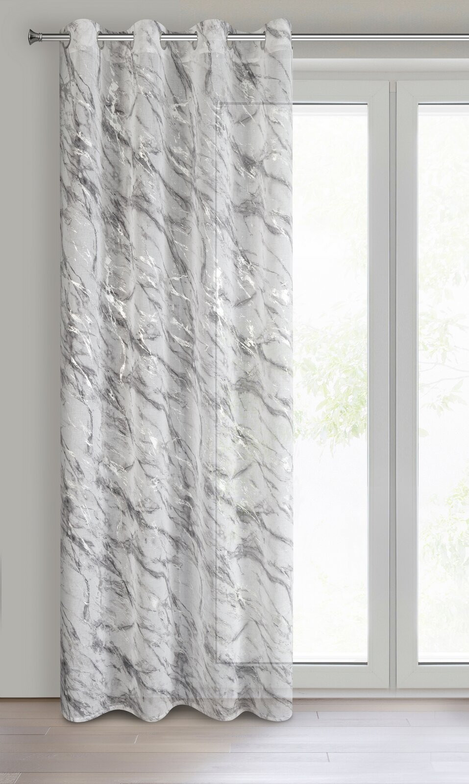 Hotový závěs ALIVIA bílý/stříbrný na průchodkách