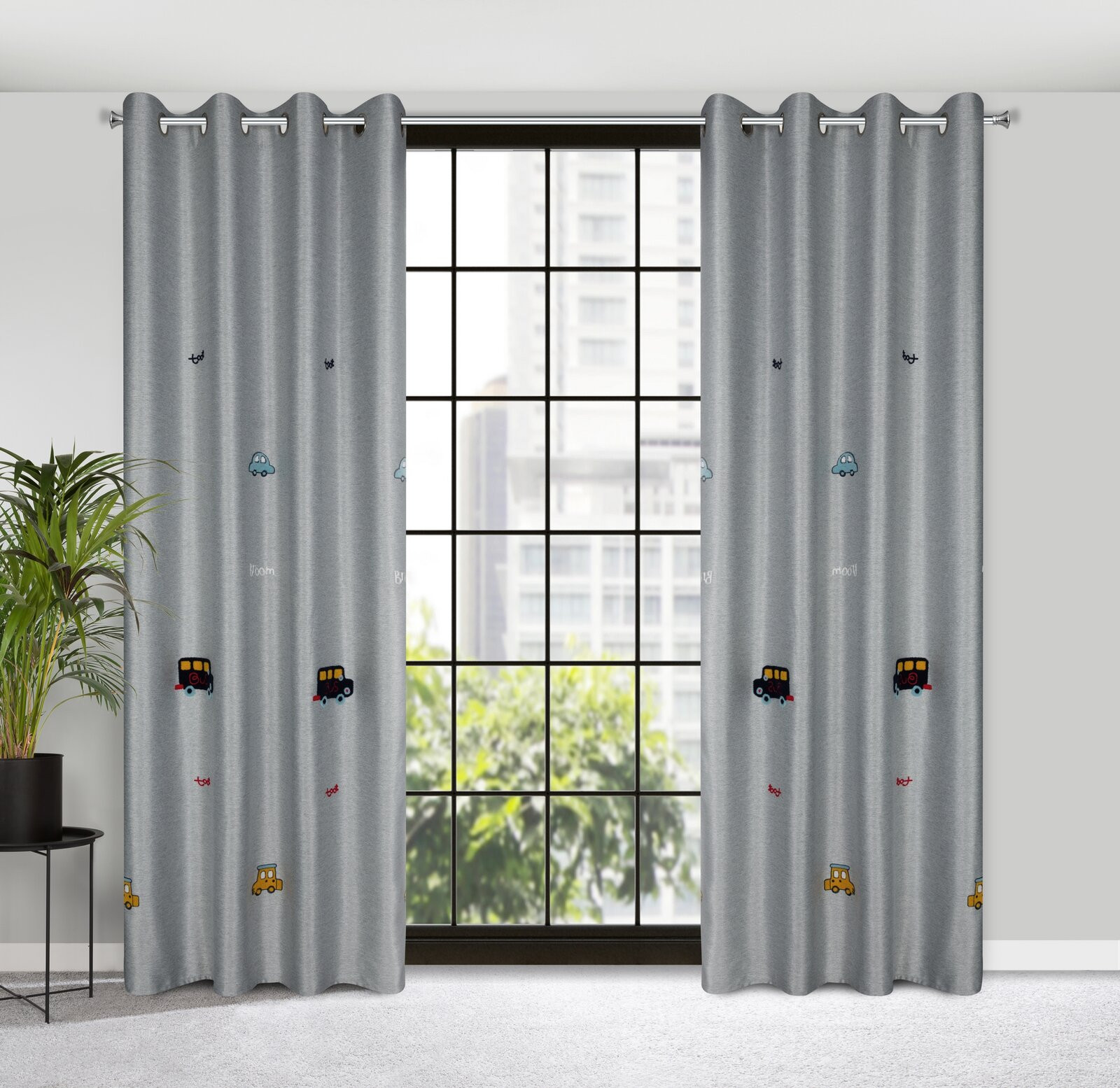 Hotový závěs ALVIN stříbrný - na průchodkách