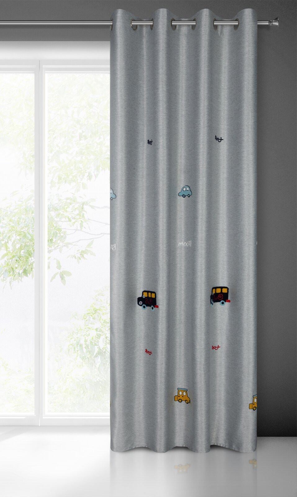 Hotový závěs ALVIN stříbrný - na průchodkách