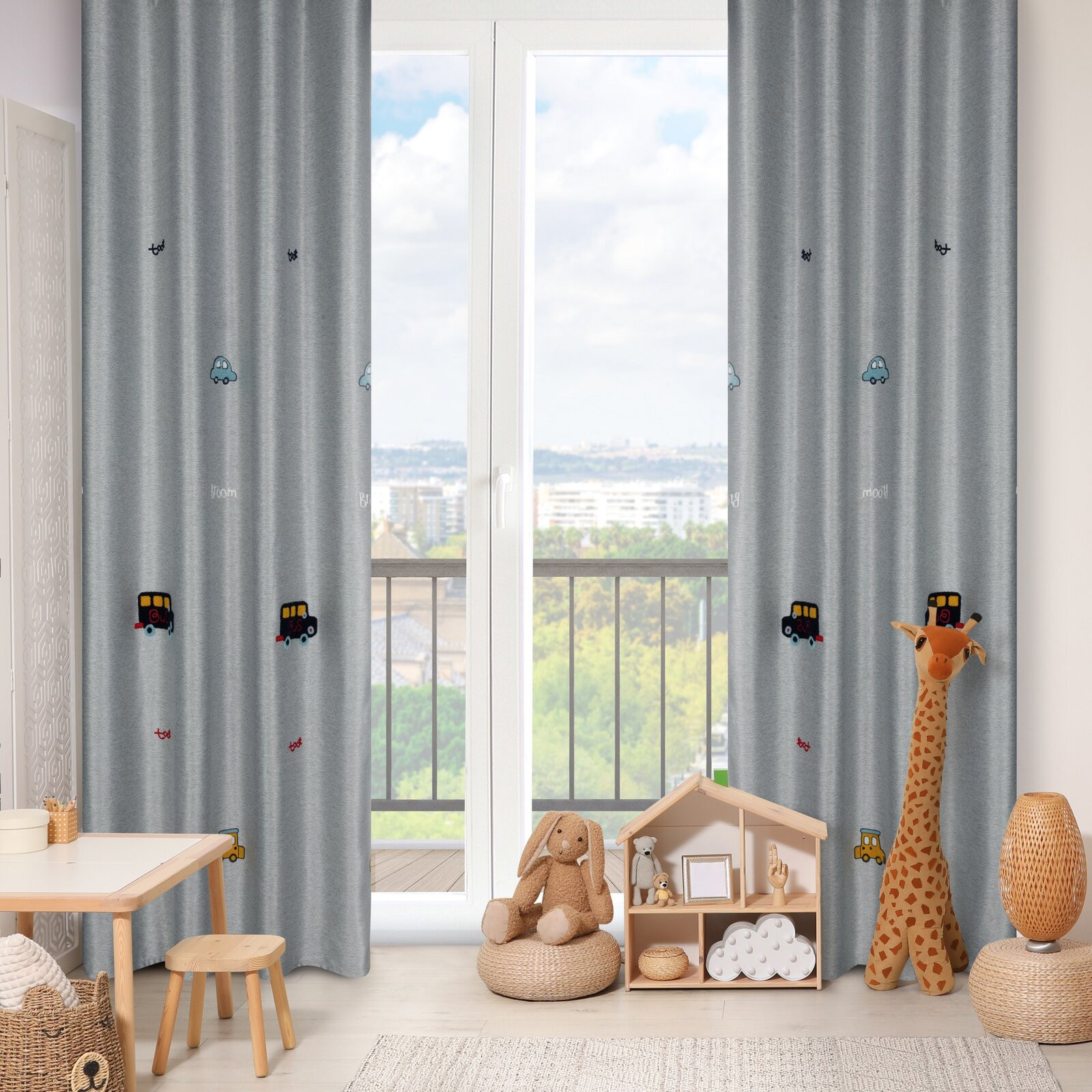 Hotový závěs ALVIN stříbrný - na průchodkách