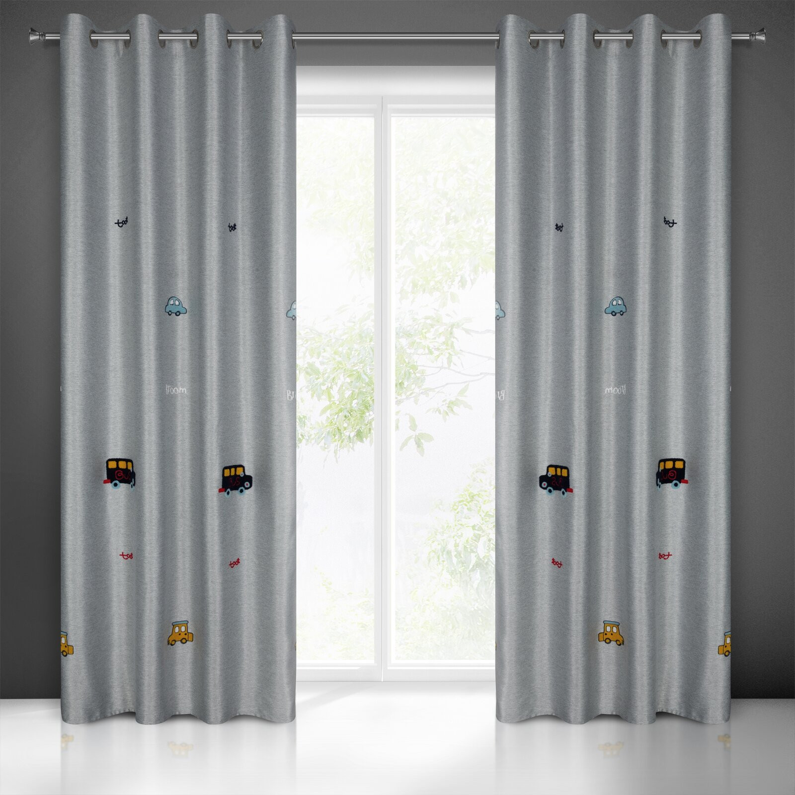 Hotový závěs ALVIN stříbrný - na průchodkách