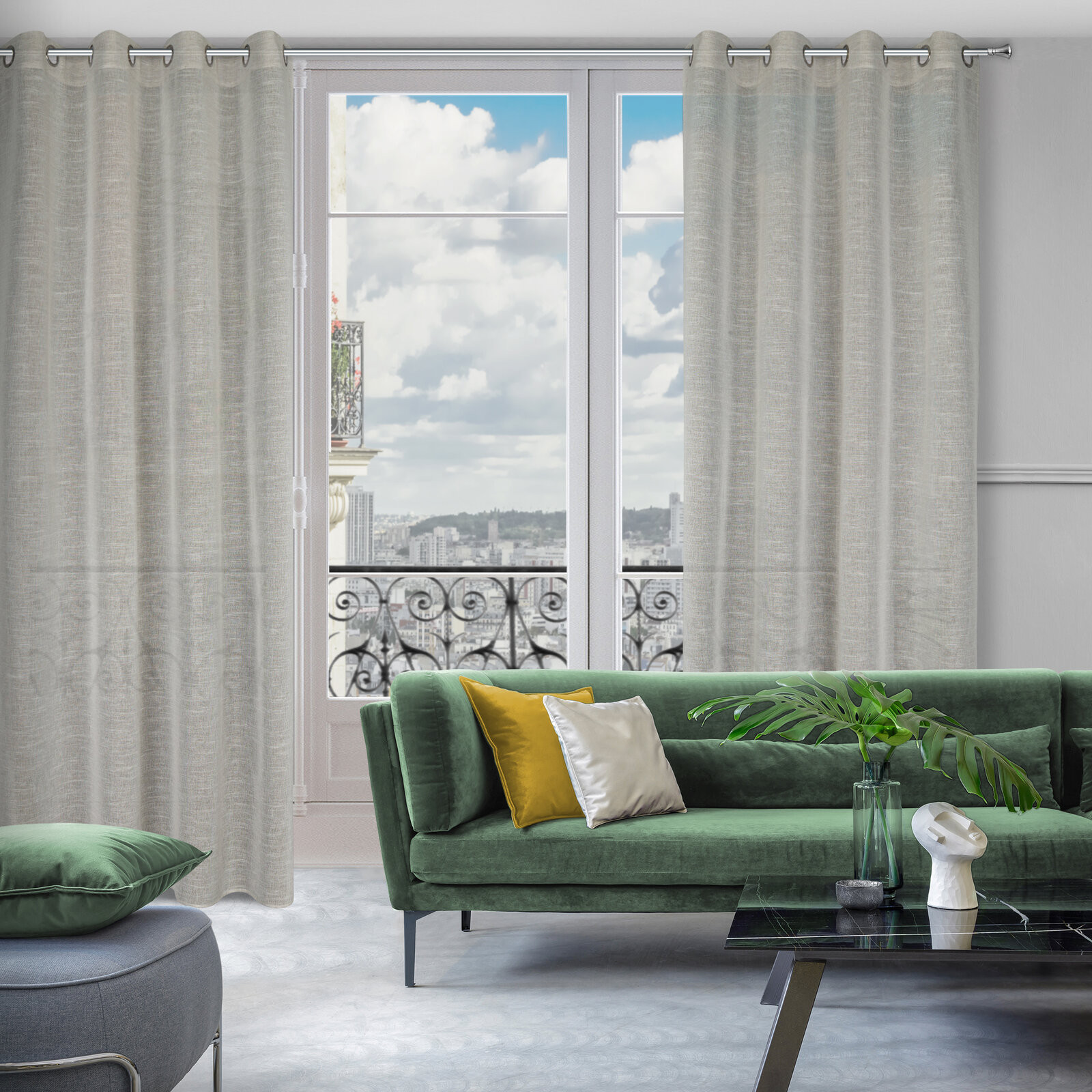 Hotový závěs AMARI béžový - na průchodkách