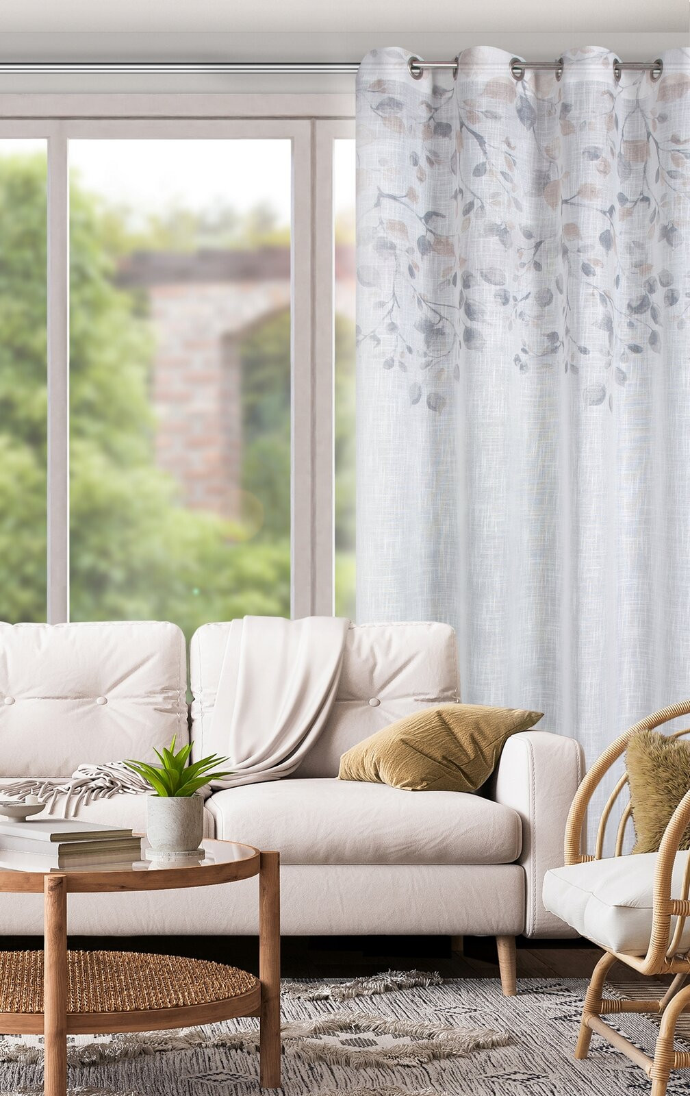 Hotový závěs ANA bílý / béžový - na průchodkách