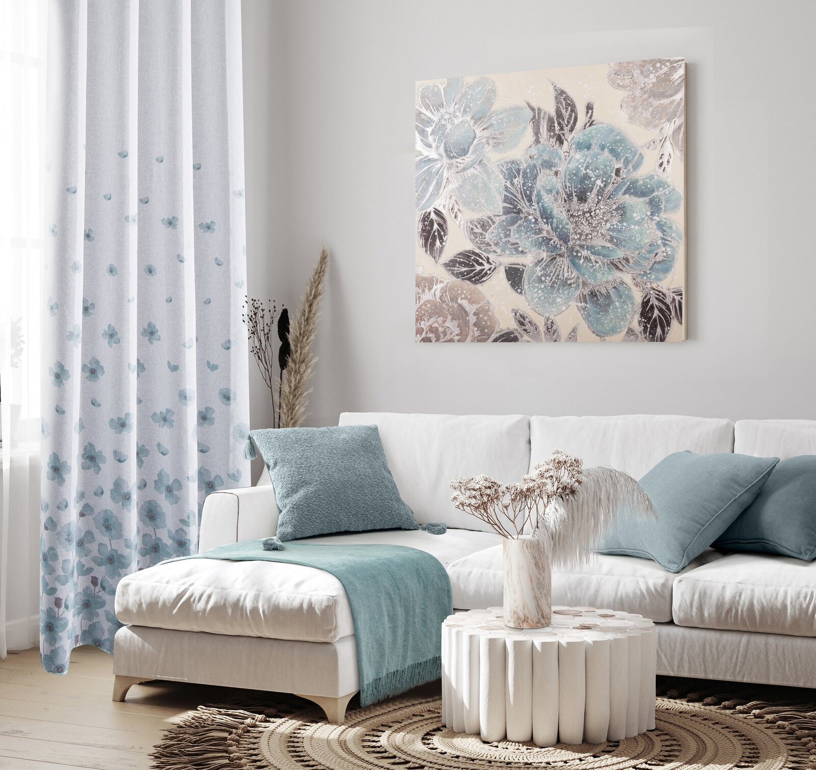 Hotový závěs ANDREA bílý - na průchodkách