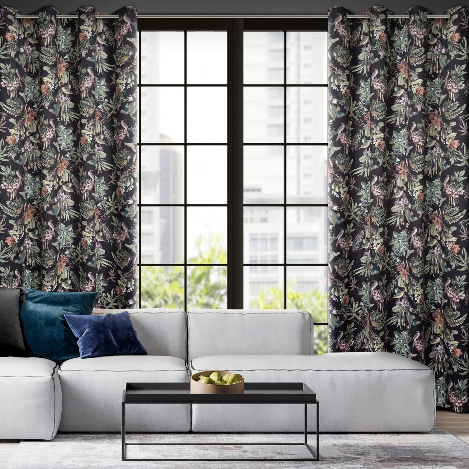 Hotový závěs BECKY černý - na průchodkách