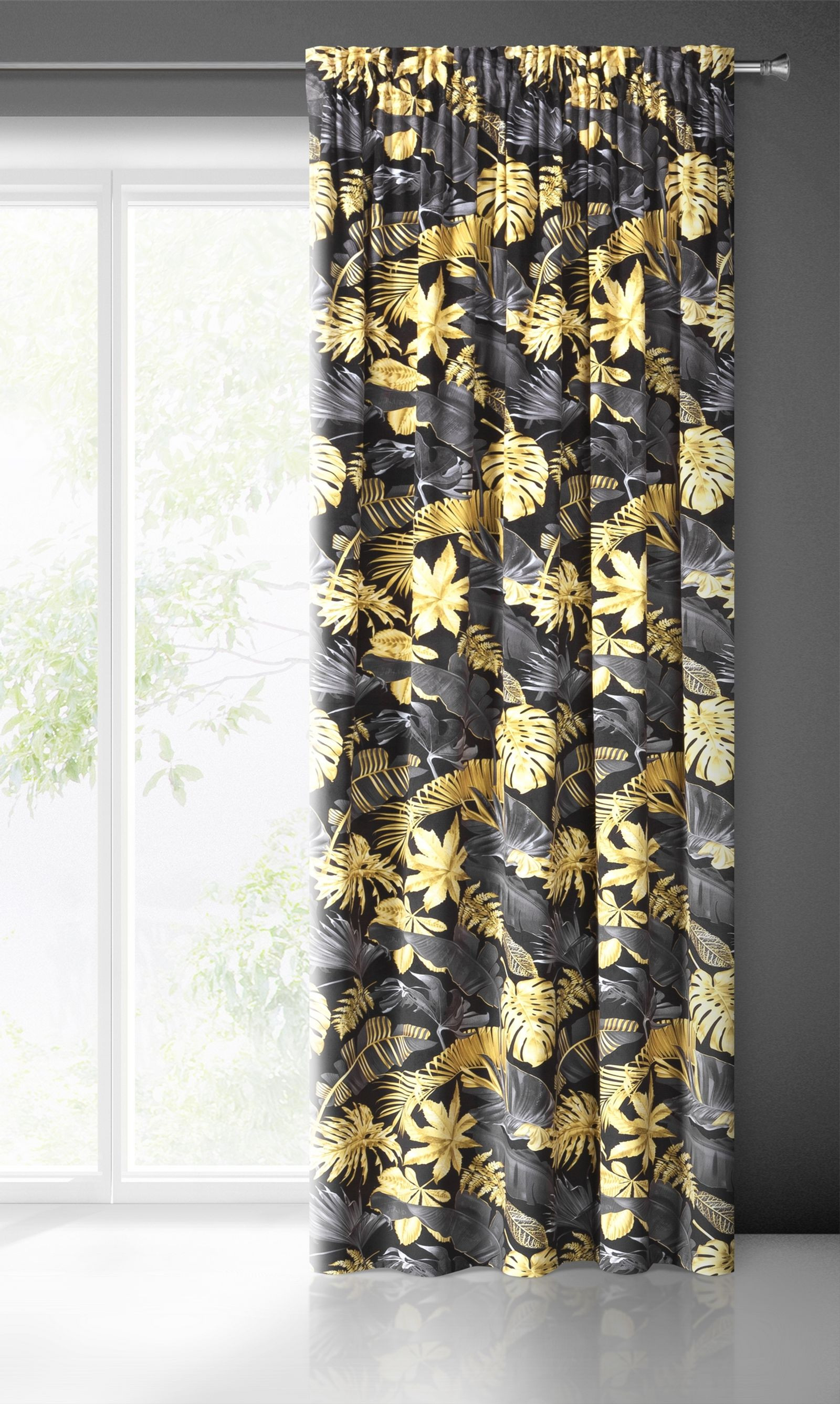 Hotový závěs BLER žlutý - na pásce