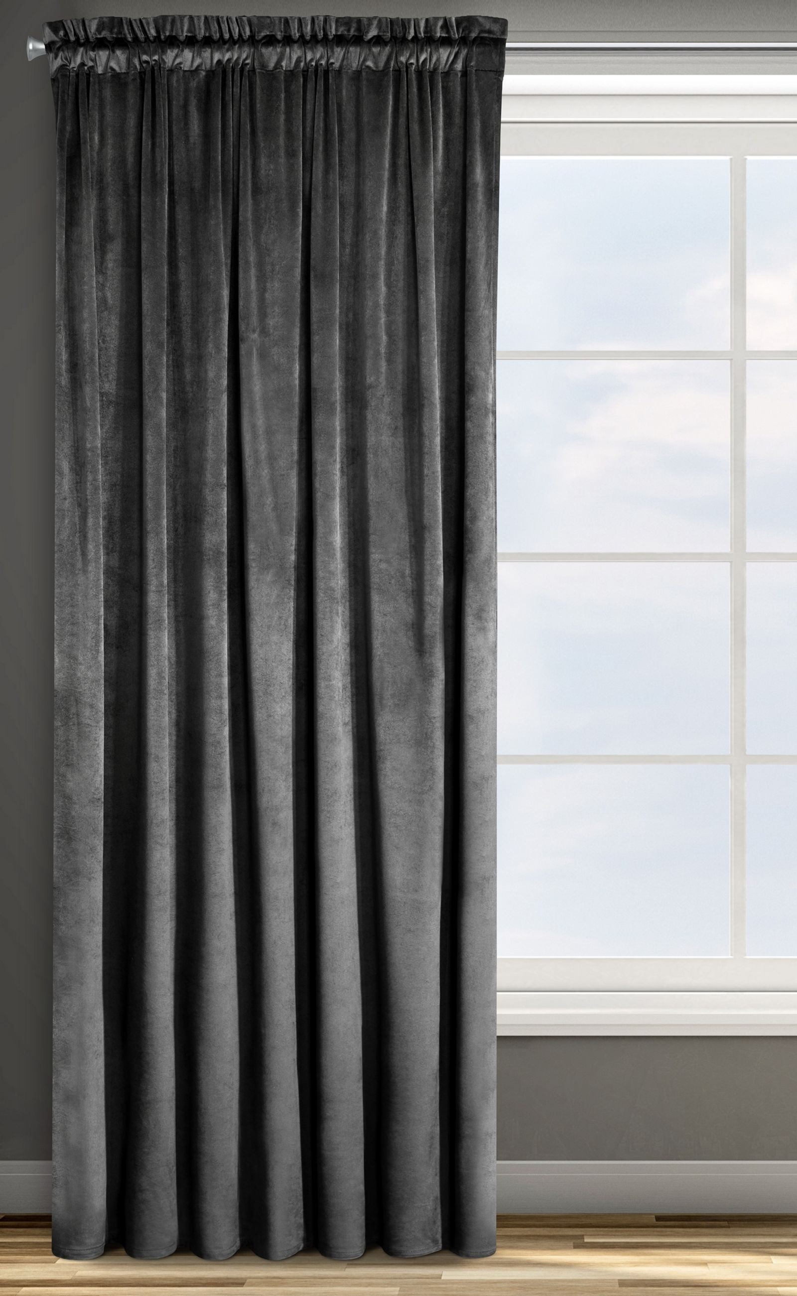 Hotový závěs D91 ROSA černý - na pásce