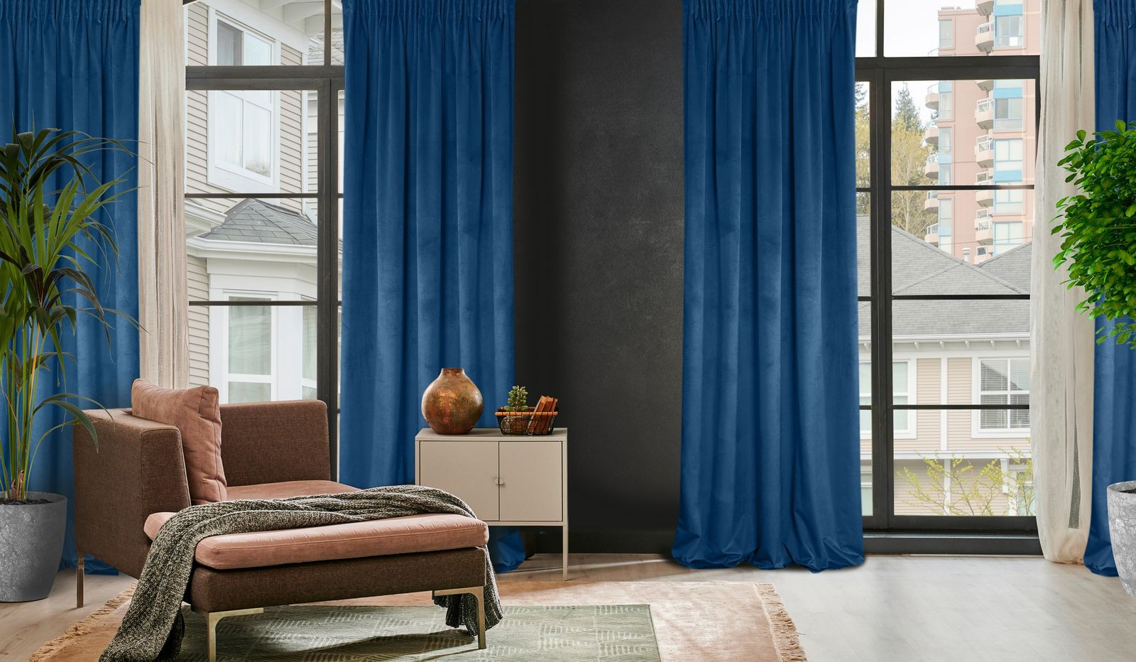 Hotový závěs D91 ROSA granátový - na pásce