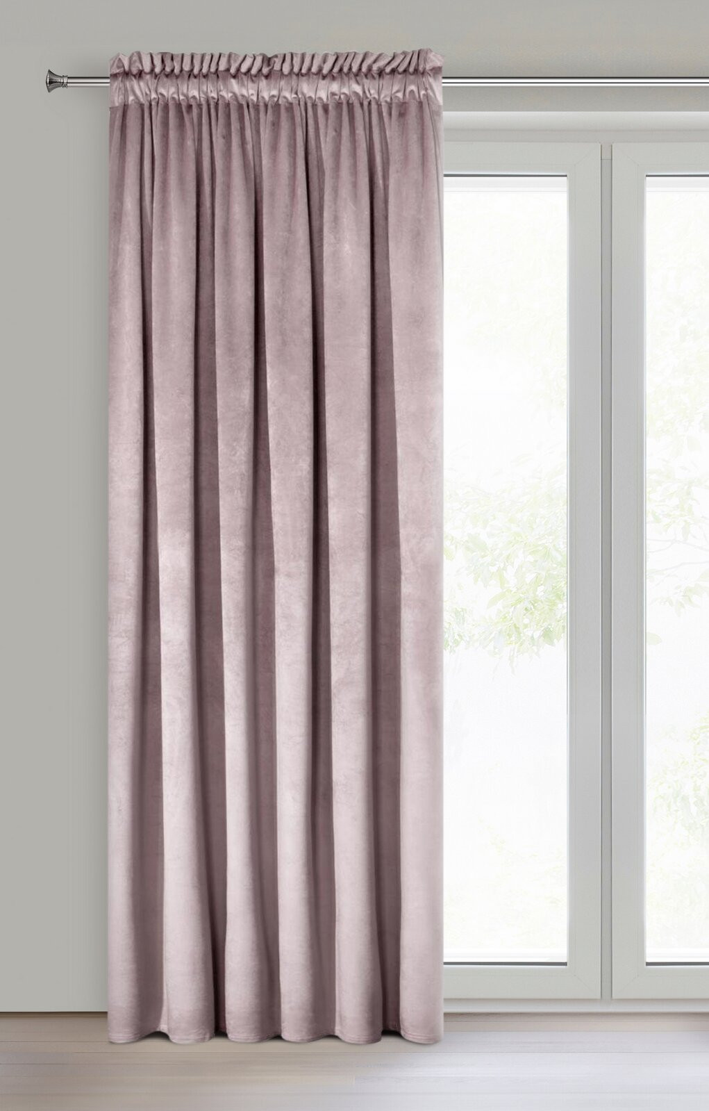 Hotový závěs D91 ROSA pudrově růžový - na pásce