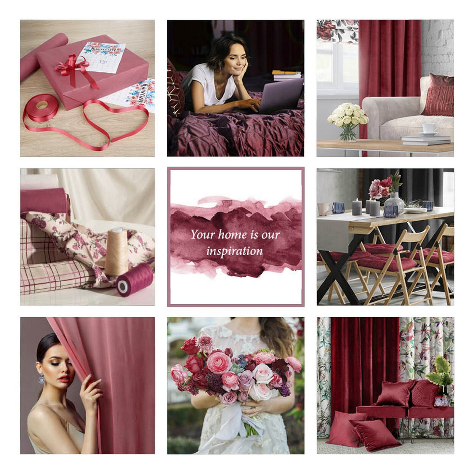 Hotový závěs D91 ROSA tmavě růžový - na pásce