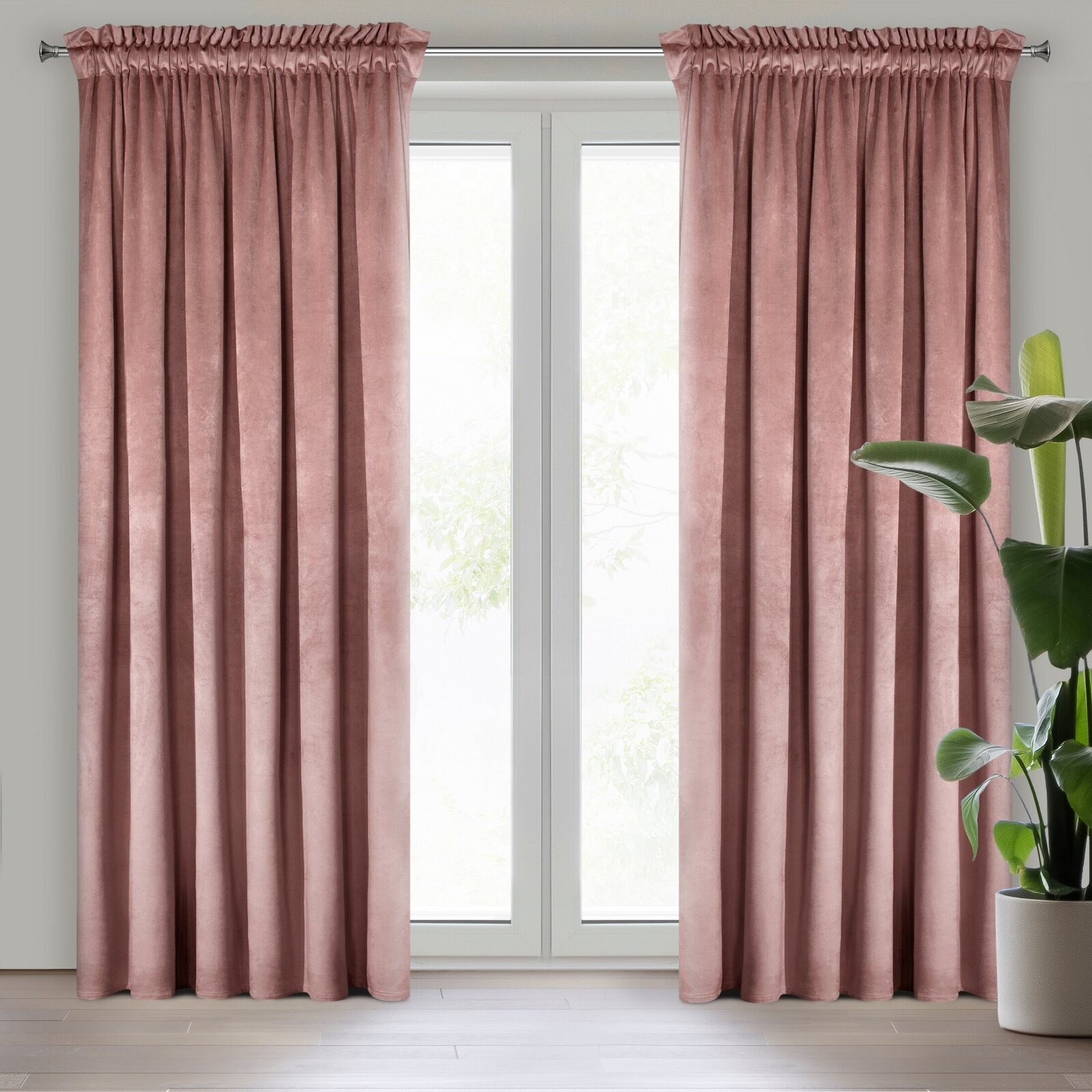 Hotový závěs D91 ROSA tmavě růžový - na pásce