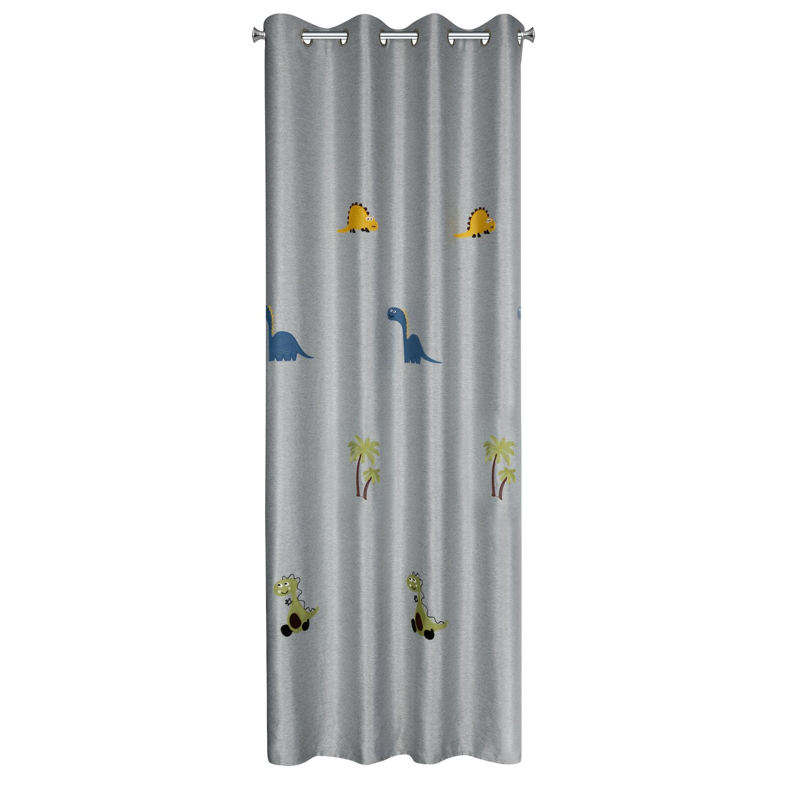 Hotový závěs DINO stříbrný - na průchodkách