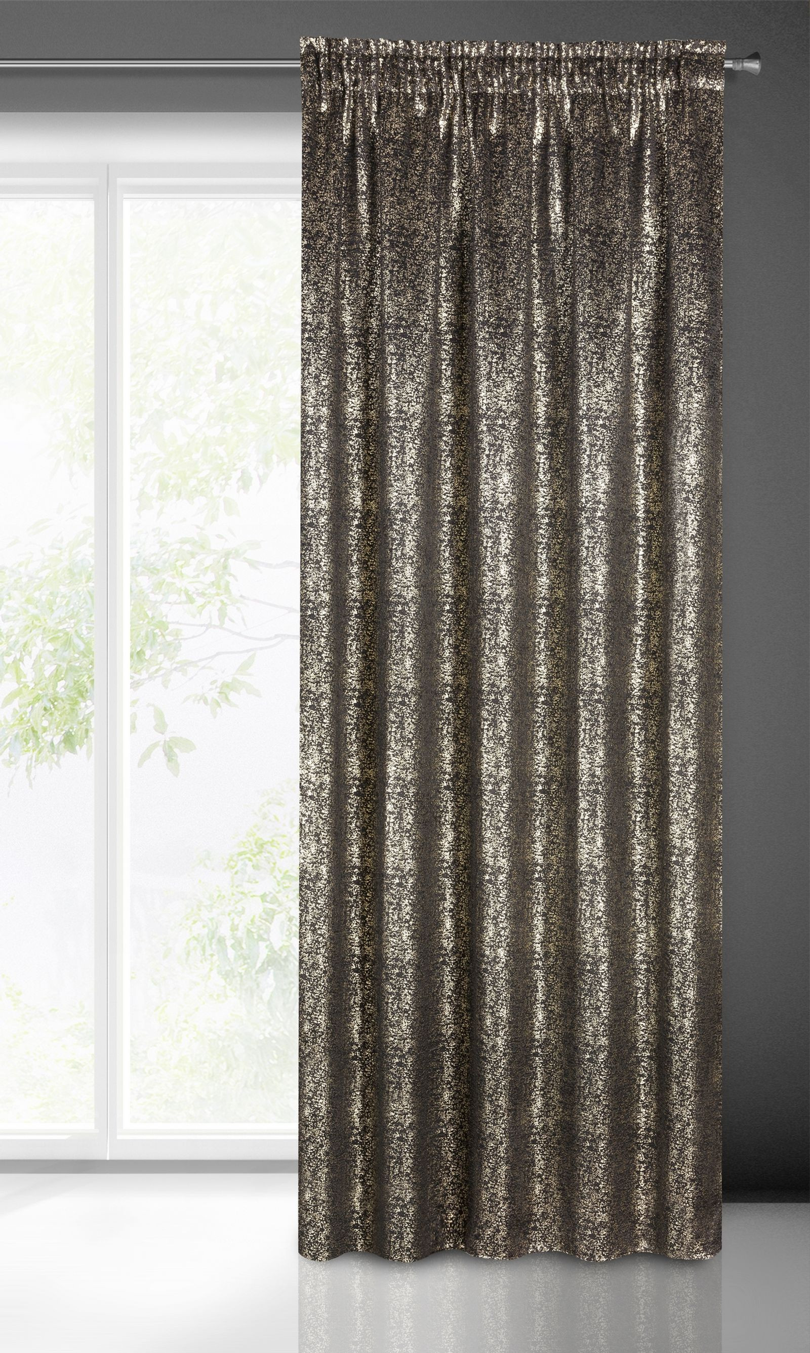 Hotový závěs EBRU černý - na pásce