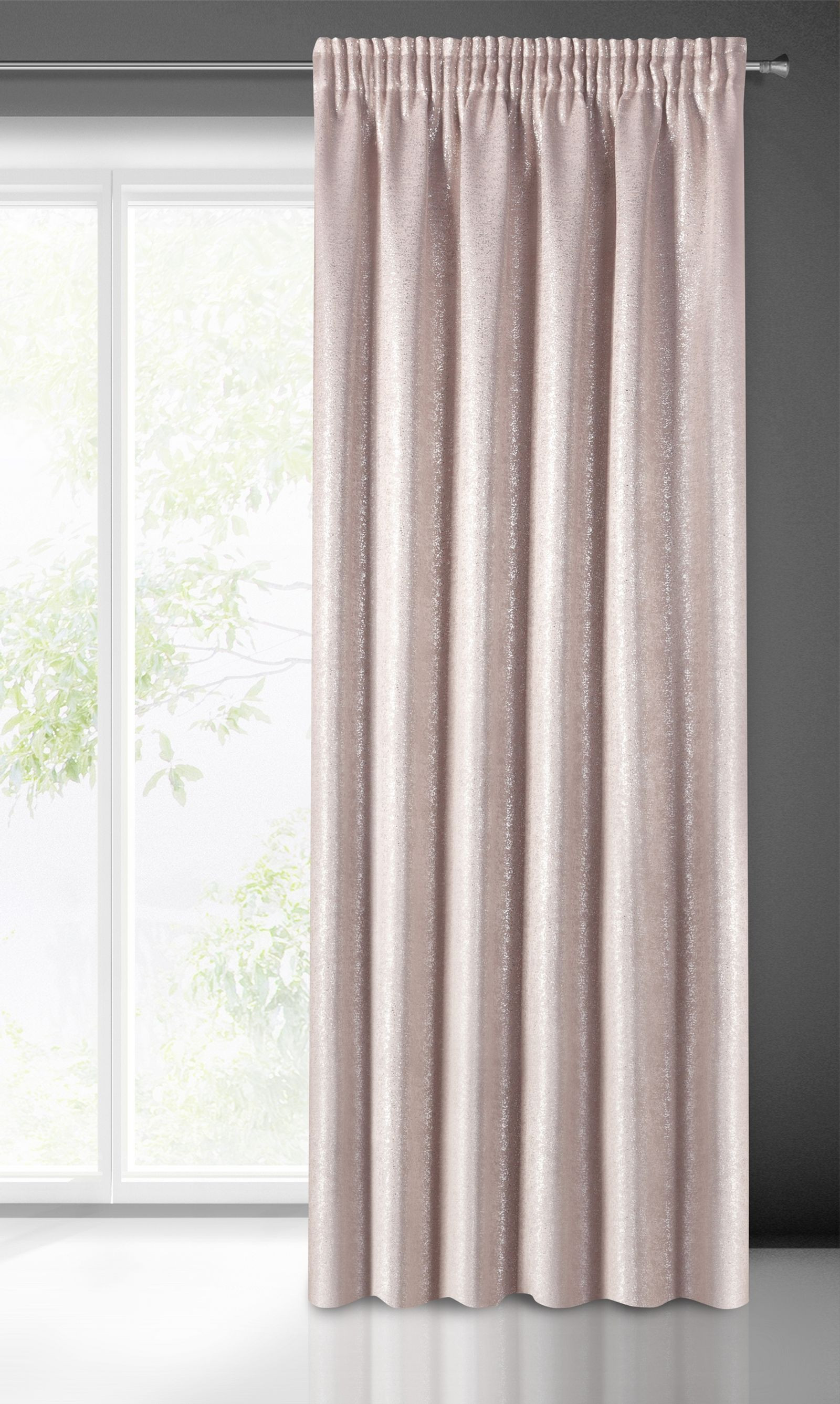 Hotový závěs EBRU růžový - na pásce