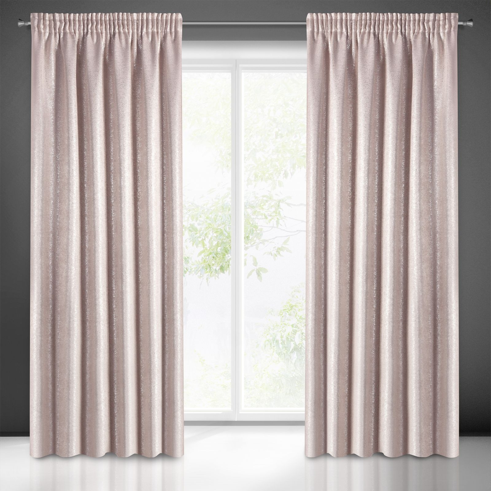 Hotový závěs EBRU růžový - na pásce