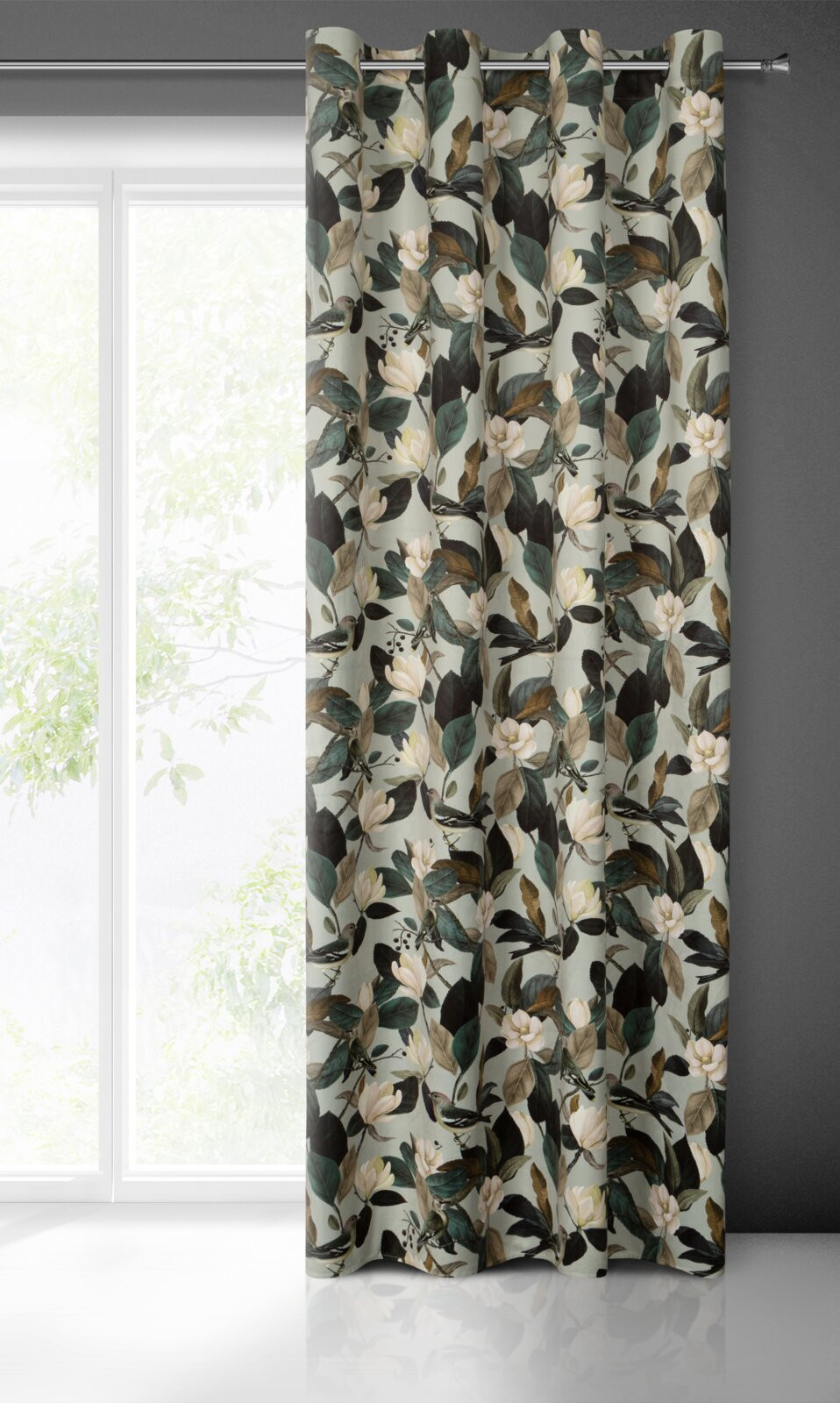 Hotový závěs ELENI olivový - na průchodkách