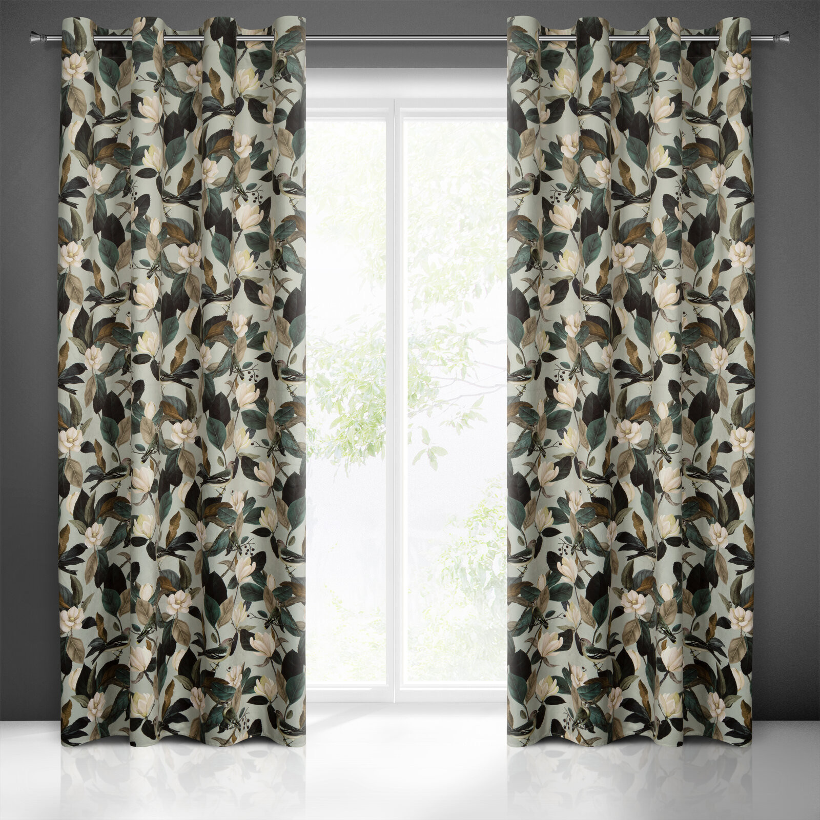 Hotový závěs ELENI olivový - na průchodkách