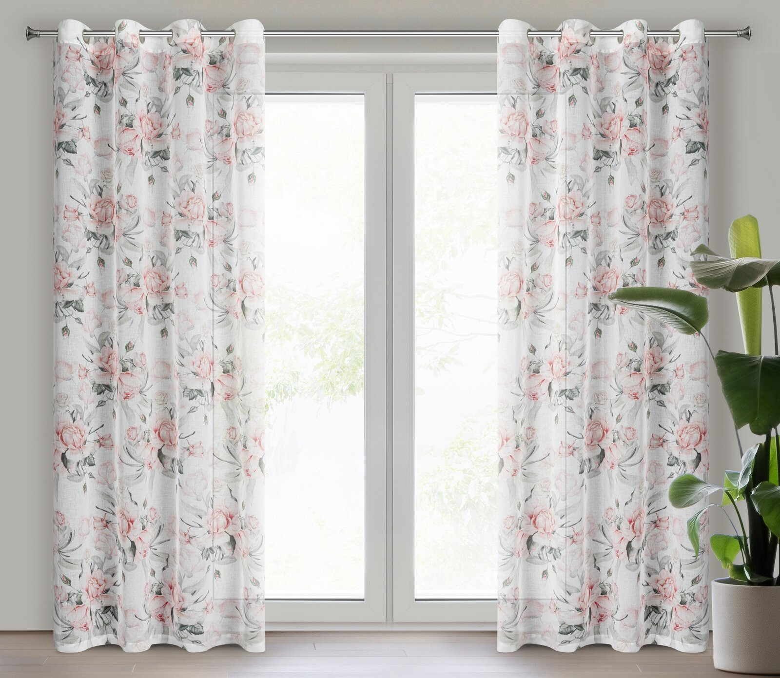 Hotový závěs ELLIE bílý - na průchodkách