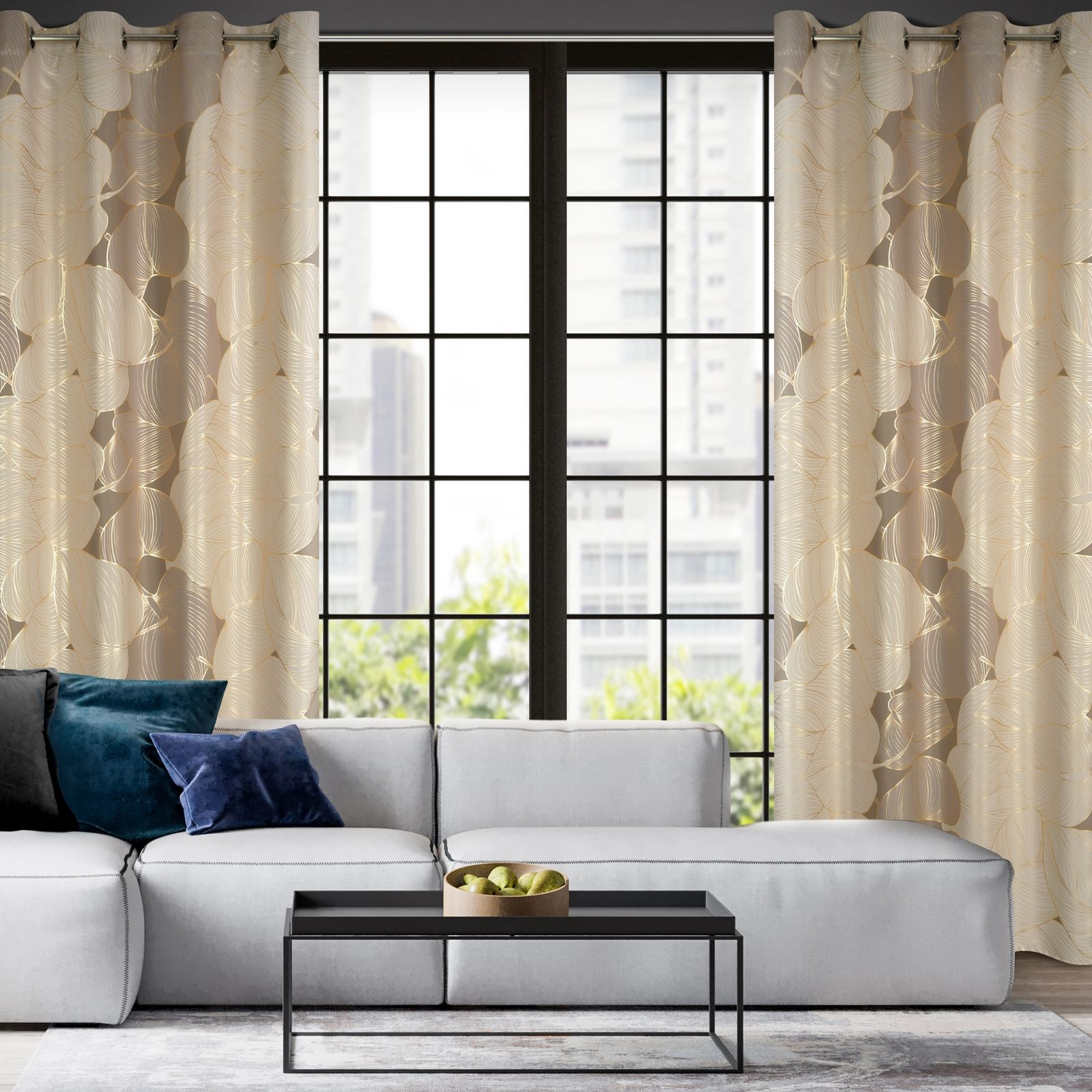 Hotový závěs FREZJA béžový - na průchodkách