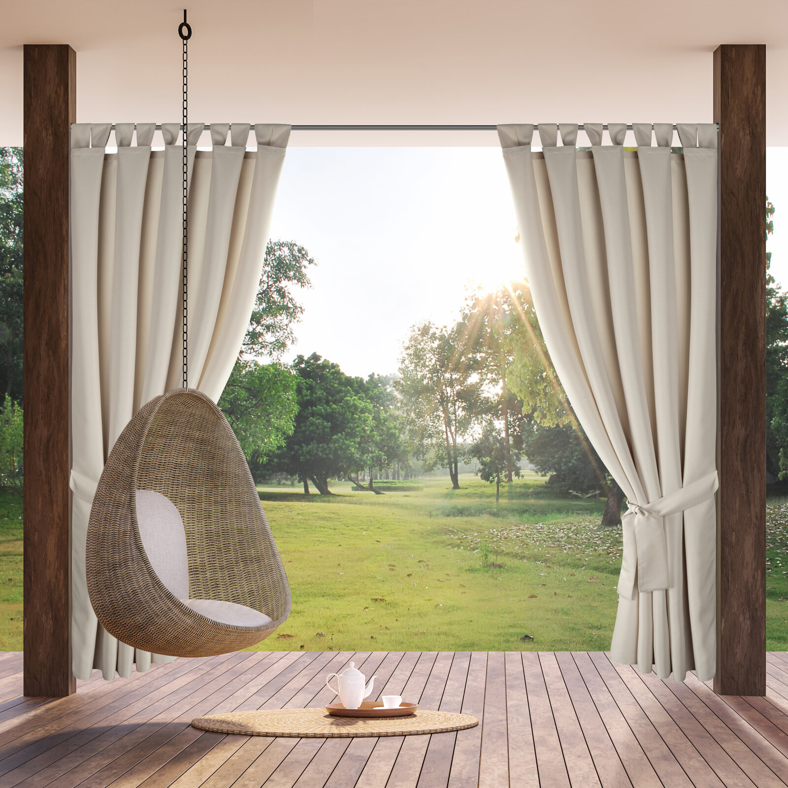Hotový závěs GARDEN 2 béžový - na průchodkách
