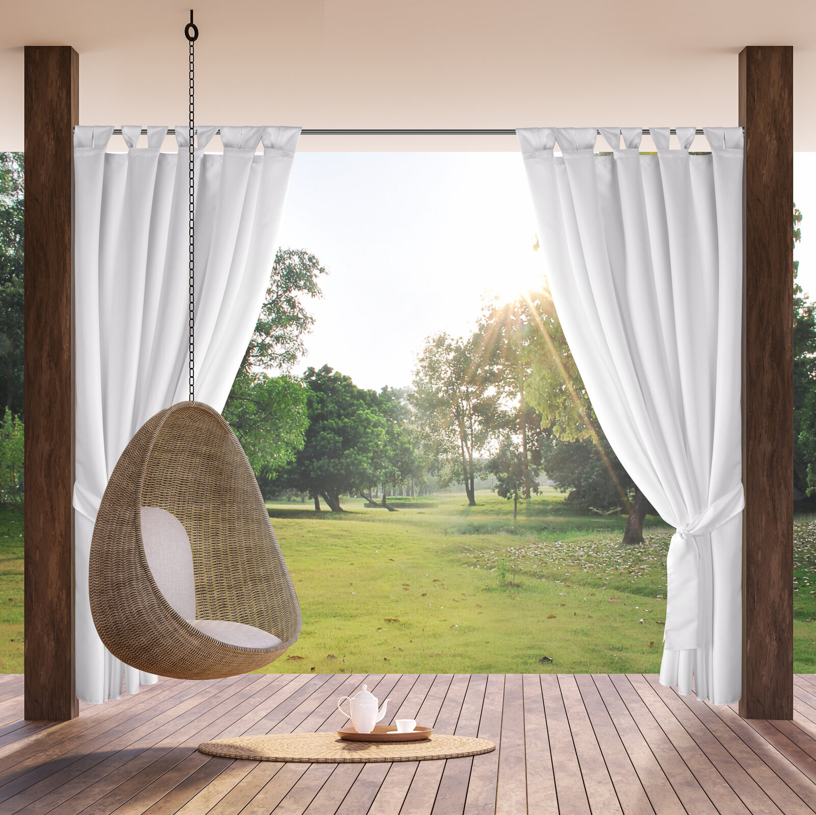 Hotový závěs GARDEN 2 bílý - na průchodkách