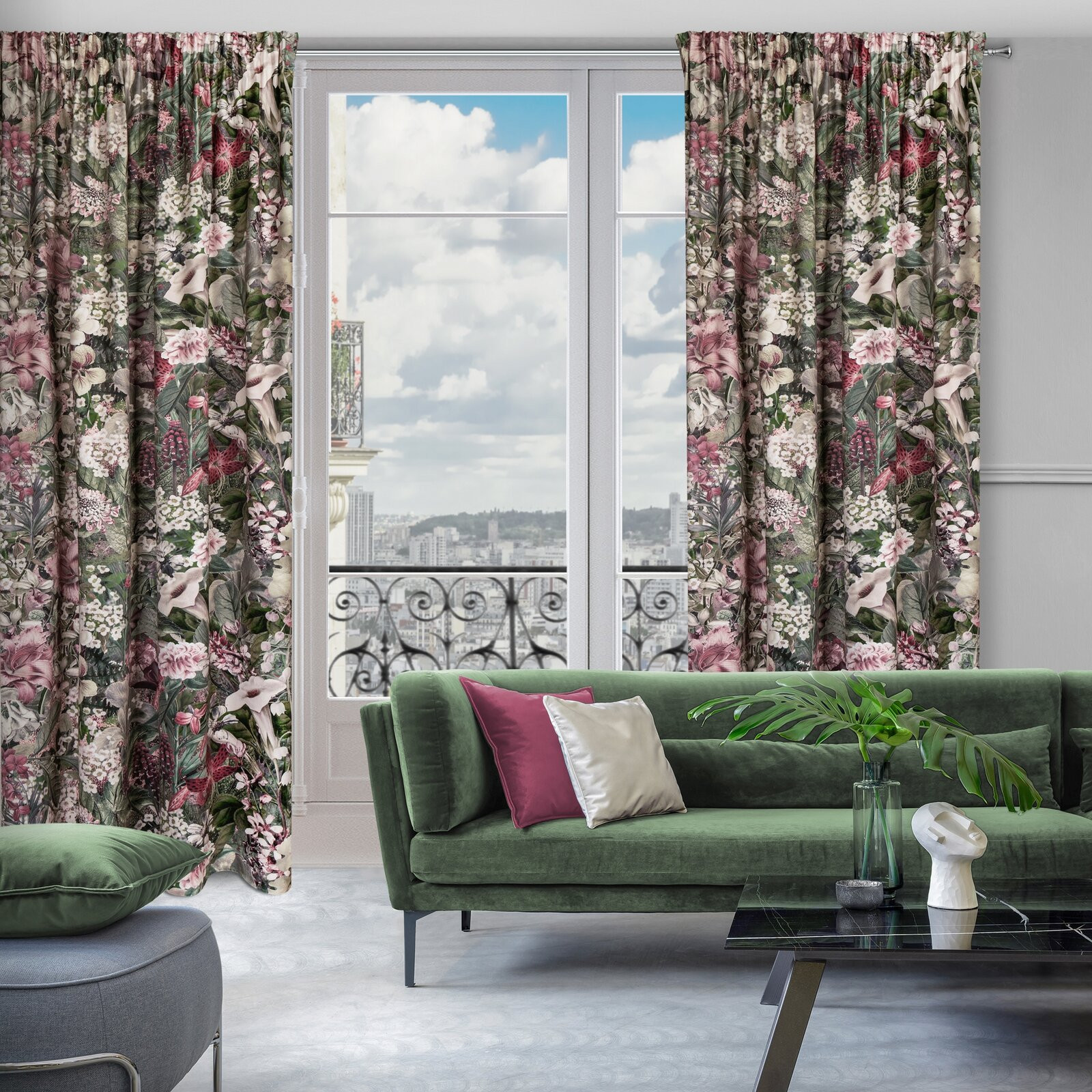 Hotový závěs GLORY zelený - na pásce