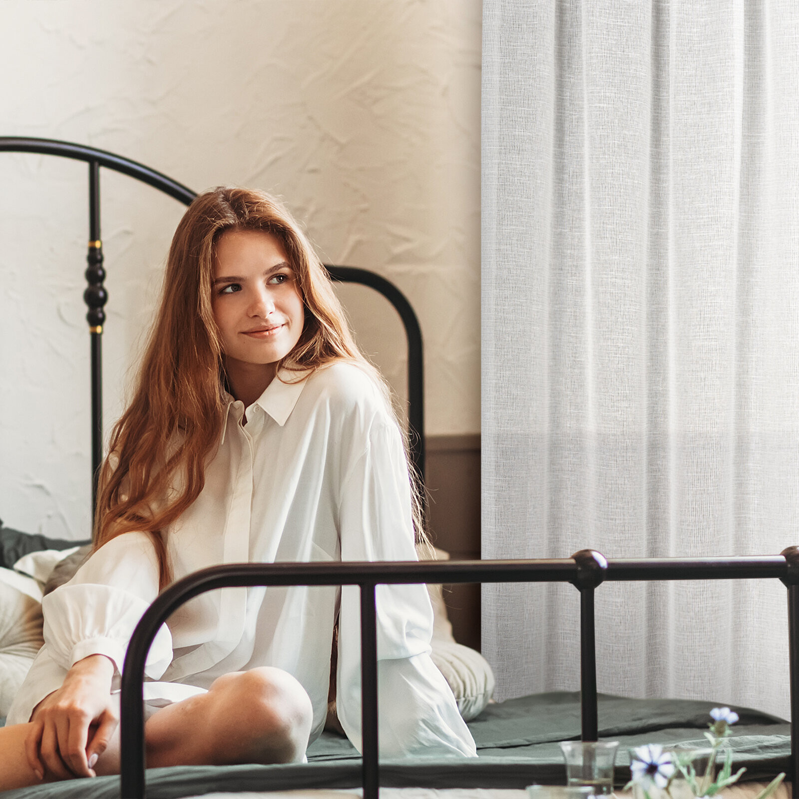 Hotový závěs KATRIN naturální - na pásce