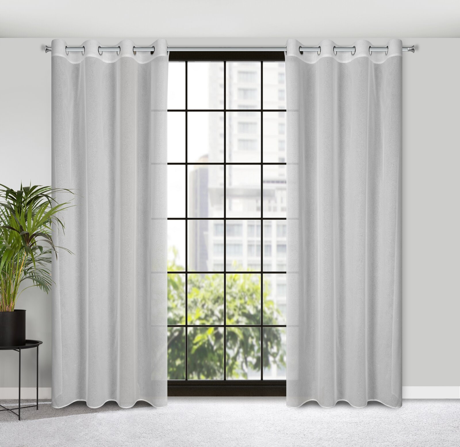 Hotový závěs KEJTI bílý - na průchodkách