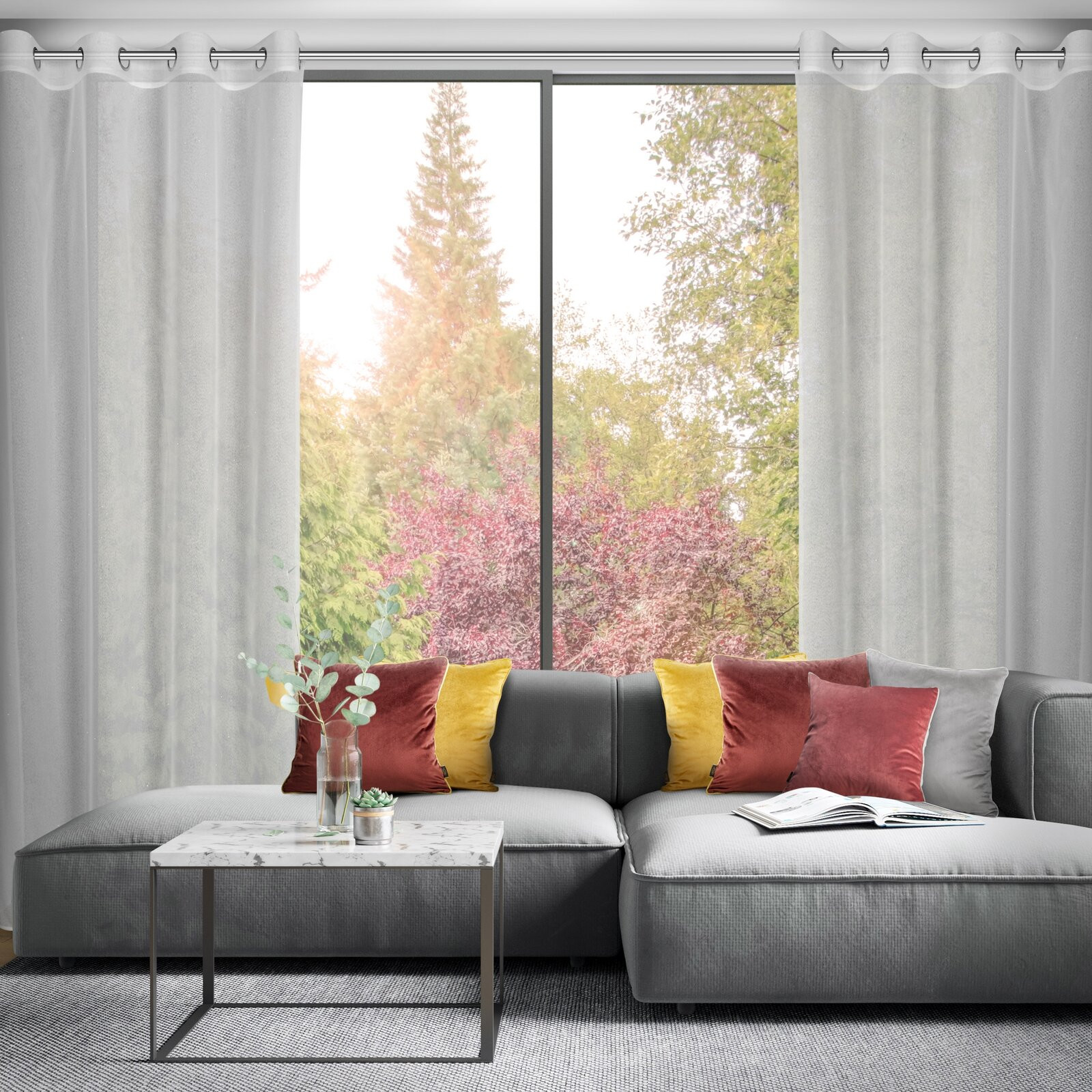 Hotový závěs KEJTI bílý - na průchodkách