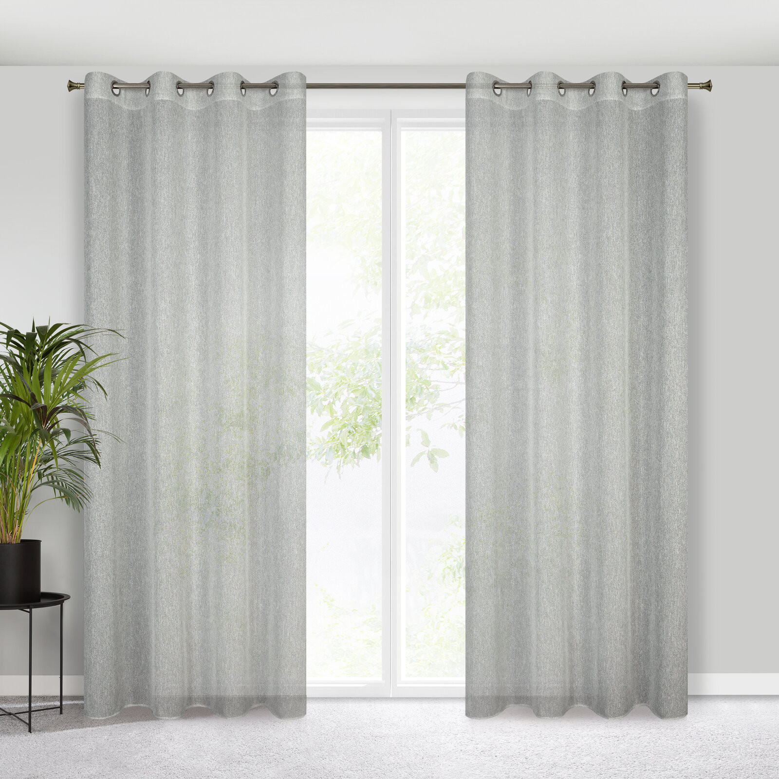 Hotový závěs KENDAL stříbrný - na průchodkách