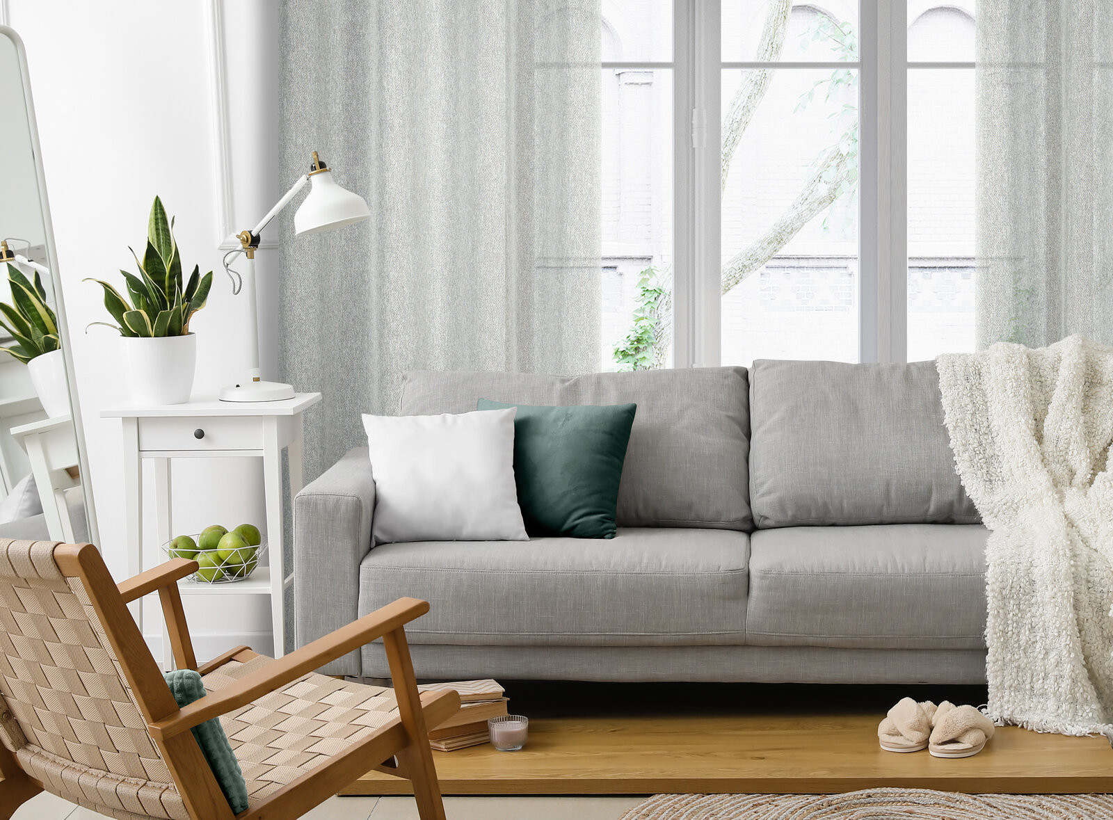 Hotový závěs KENDAL stříbrný - na průchodkách