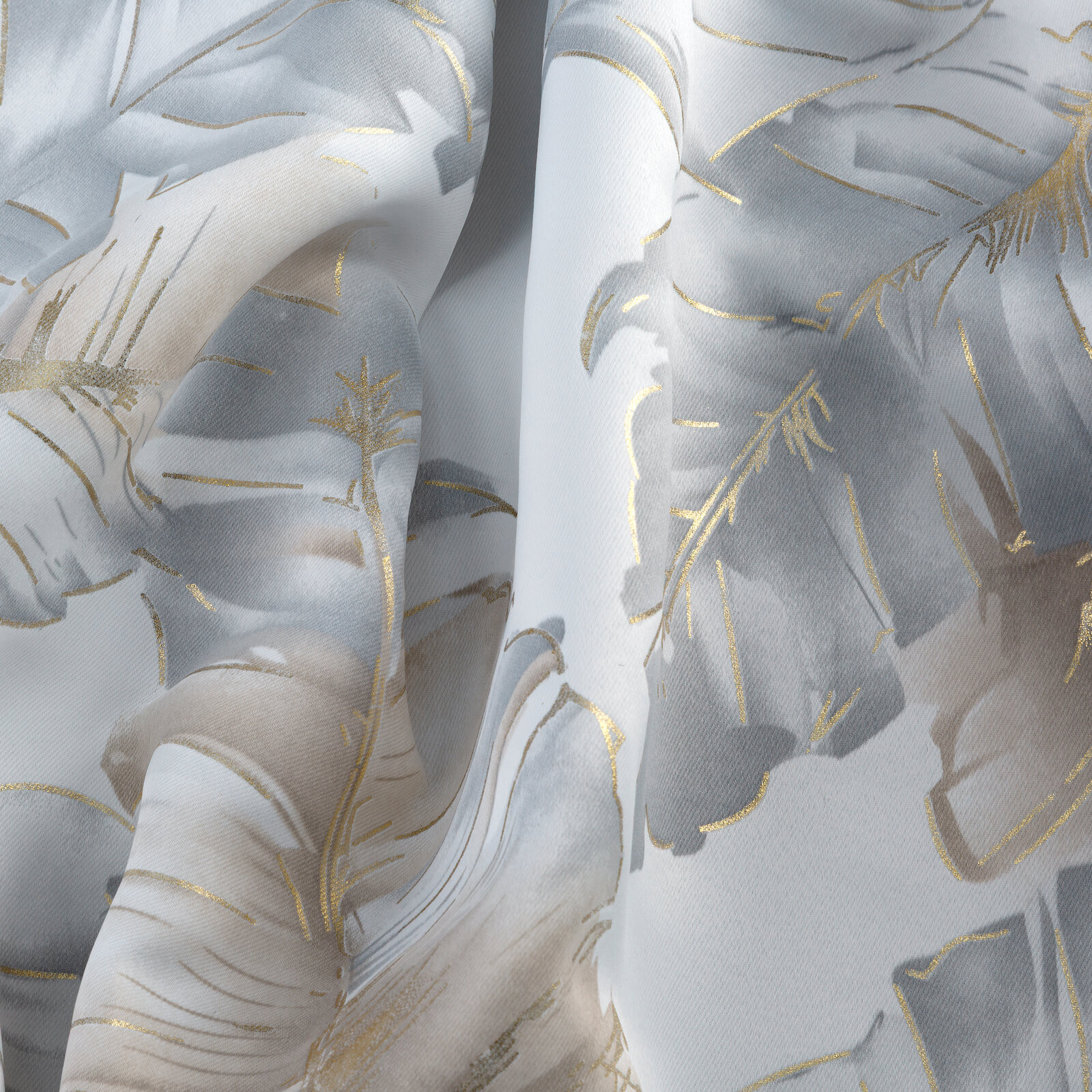 Hotový závěs LAYLA 3 stříbrný / šampaňské - na průchodkách