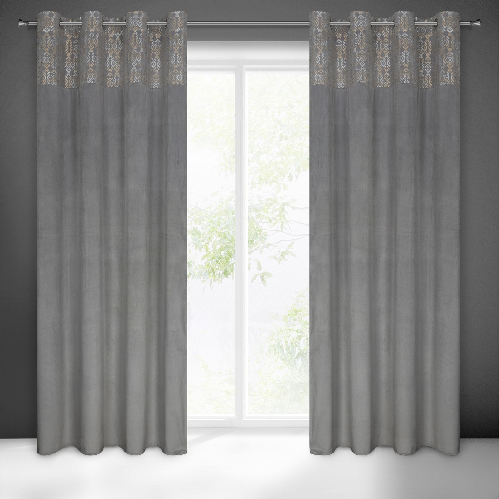 Hotový závěs LIZA ocelový - na průchodkách