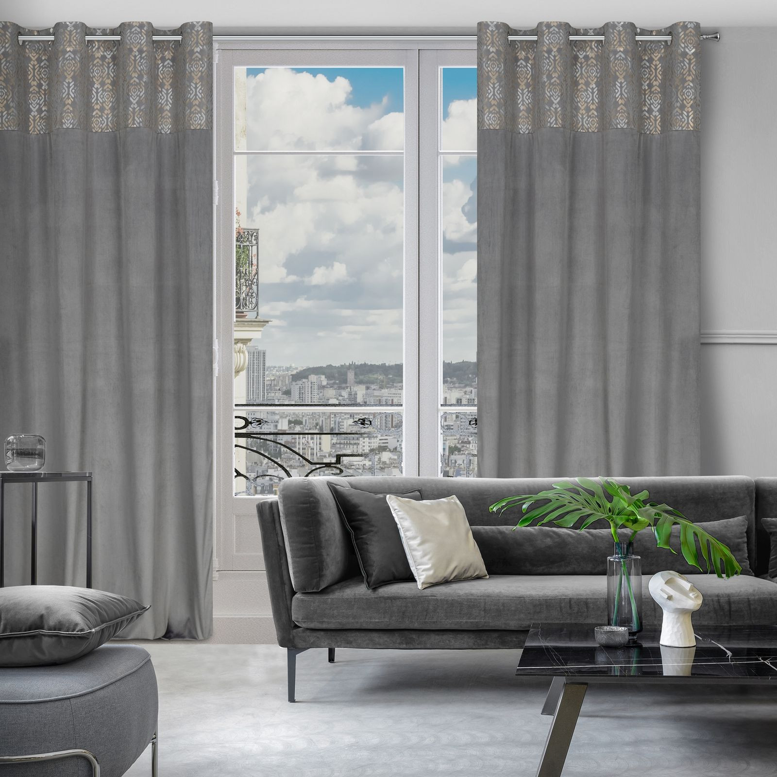 Hotový závěs LIZA ocelový - na průchodkách