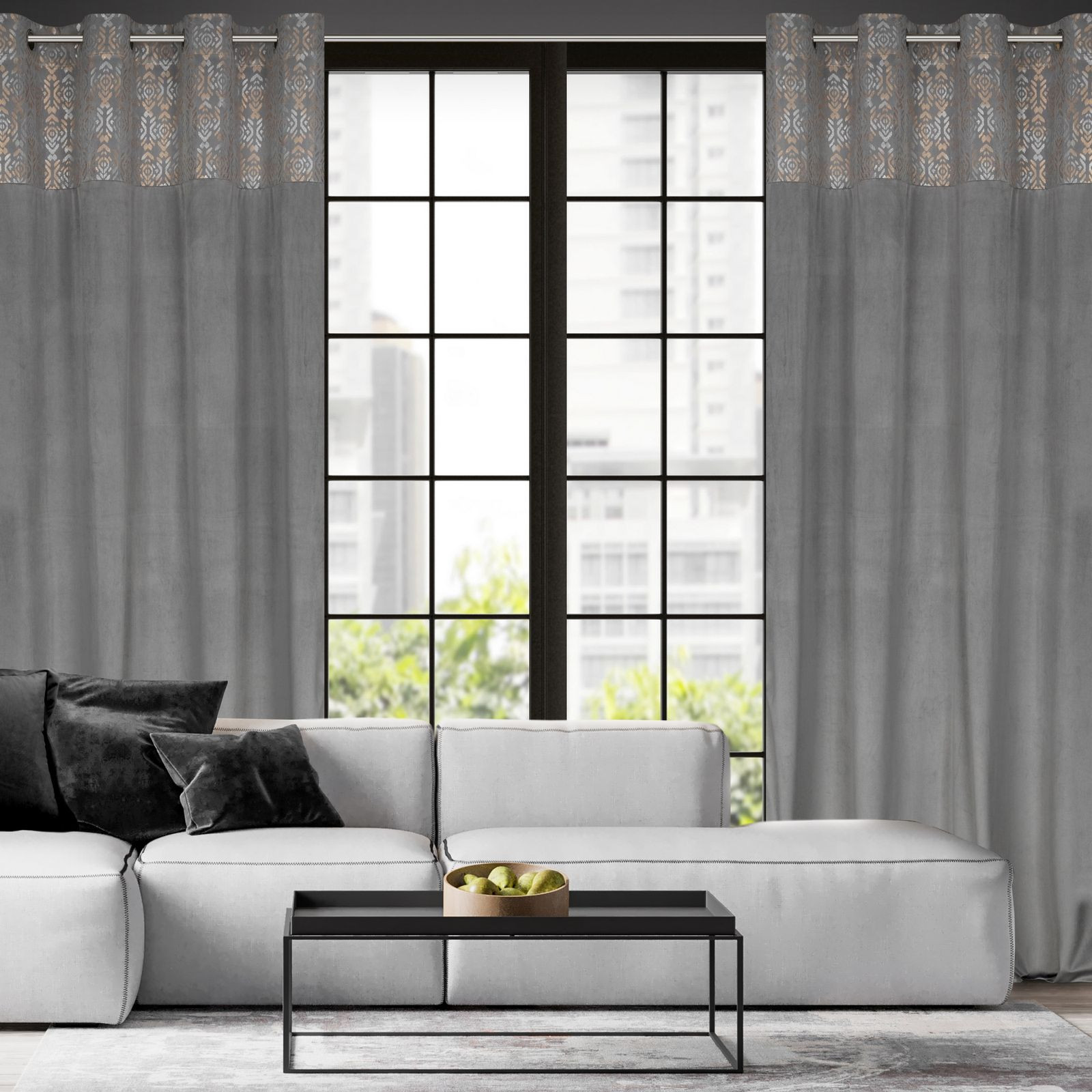 Hotový závěs LIZA ocelový - na průchodkách