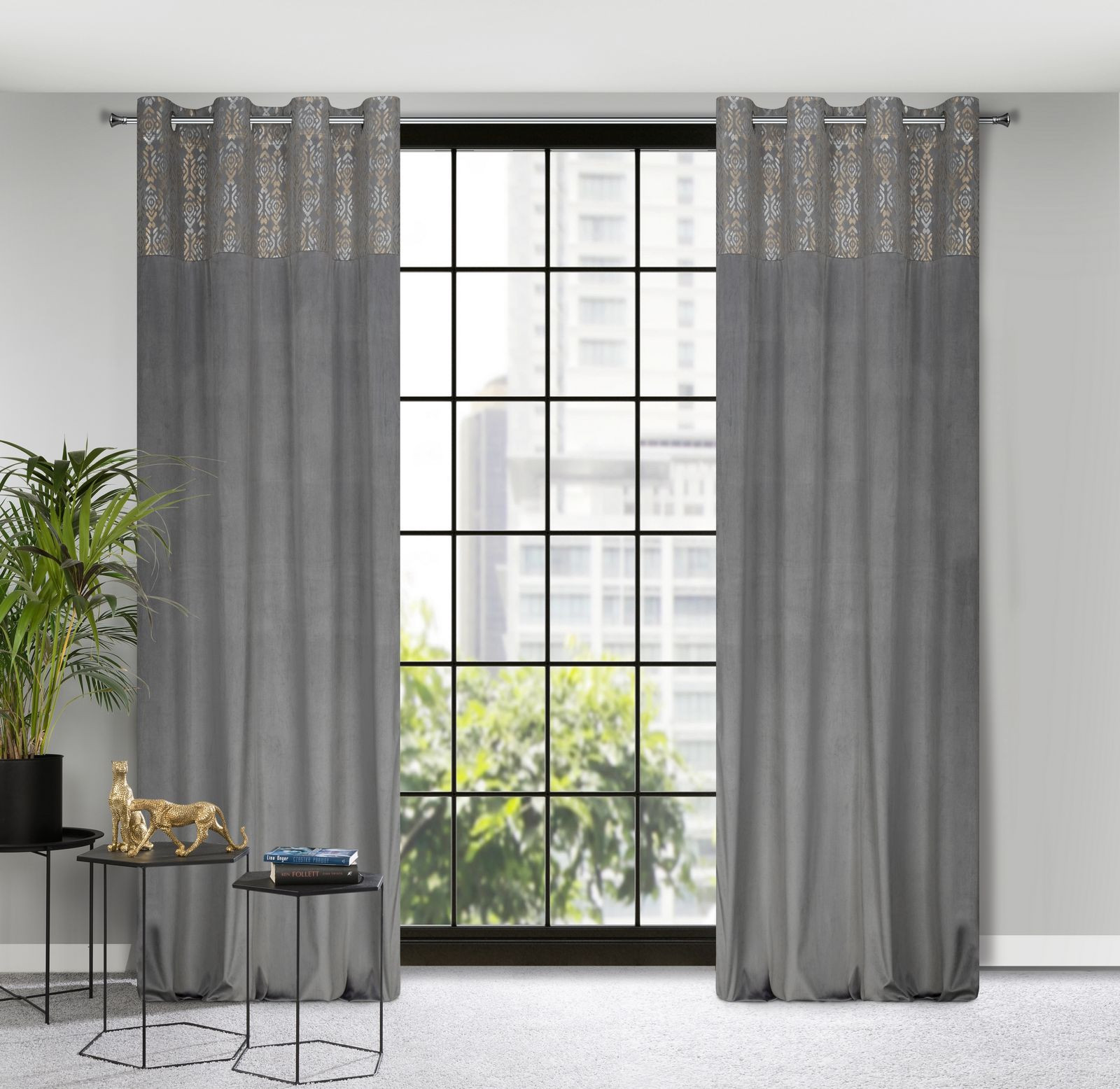 Hotový závěs LIZA ocelový - na průchodkách