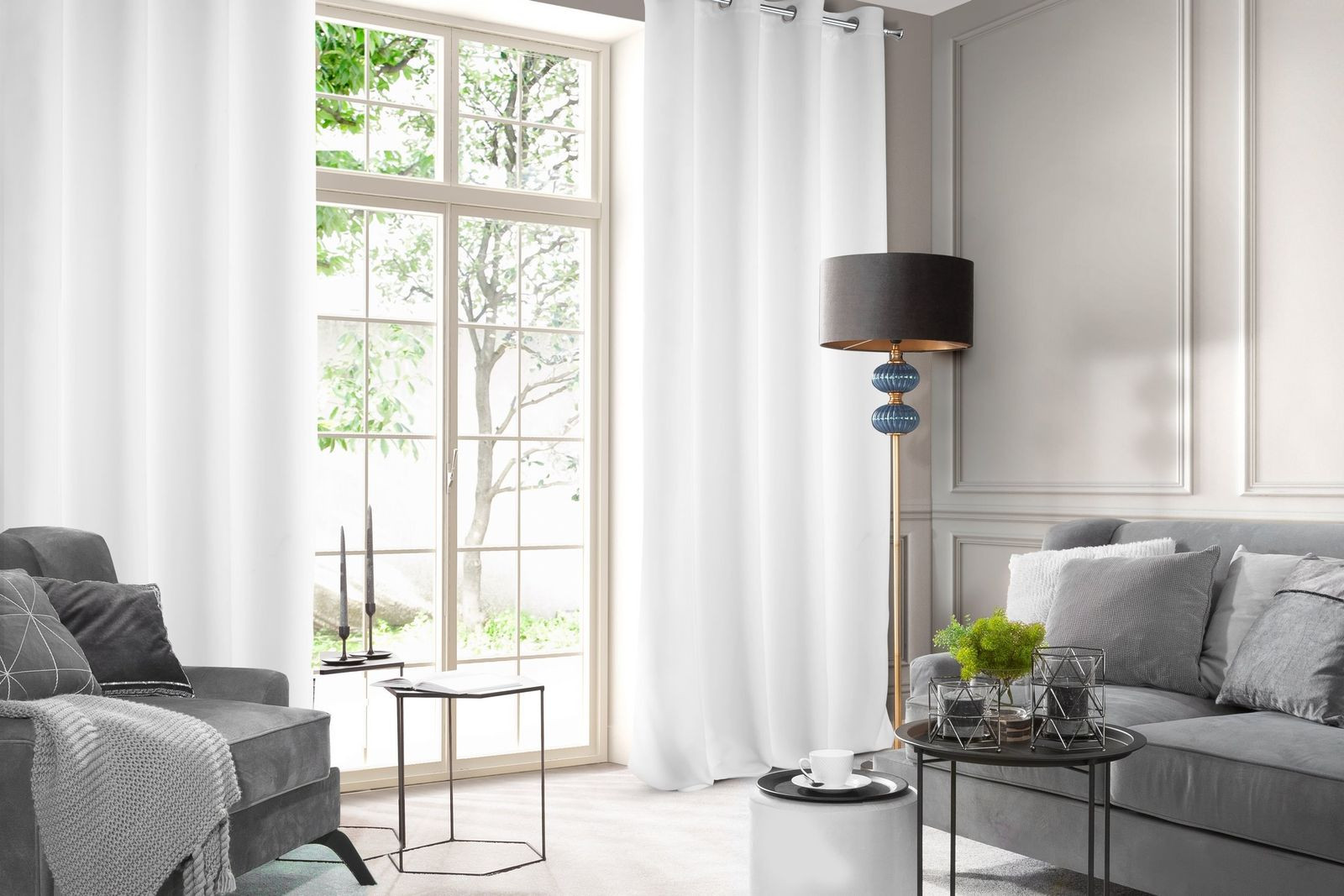 Hotový závěs LOGAN bílý - na průchodkách