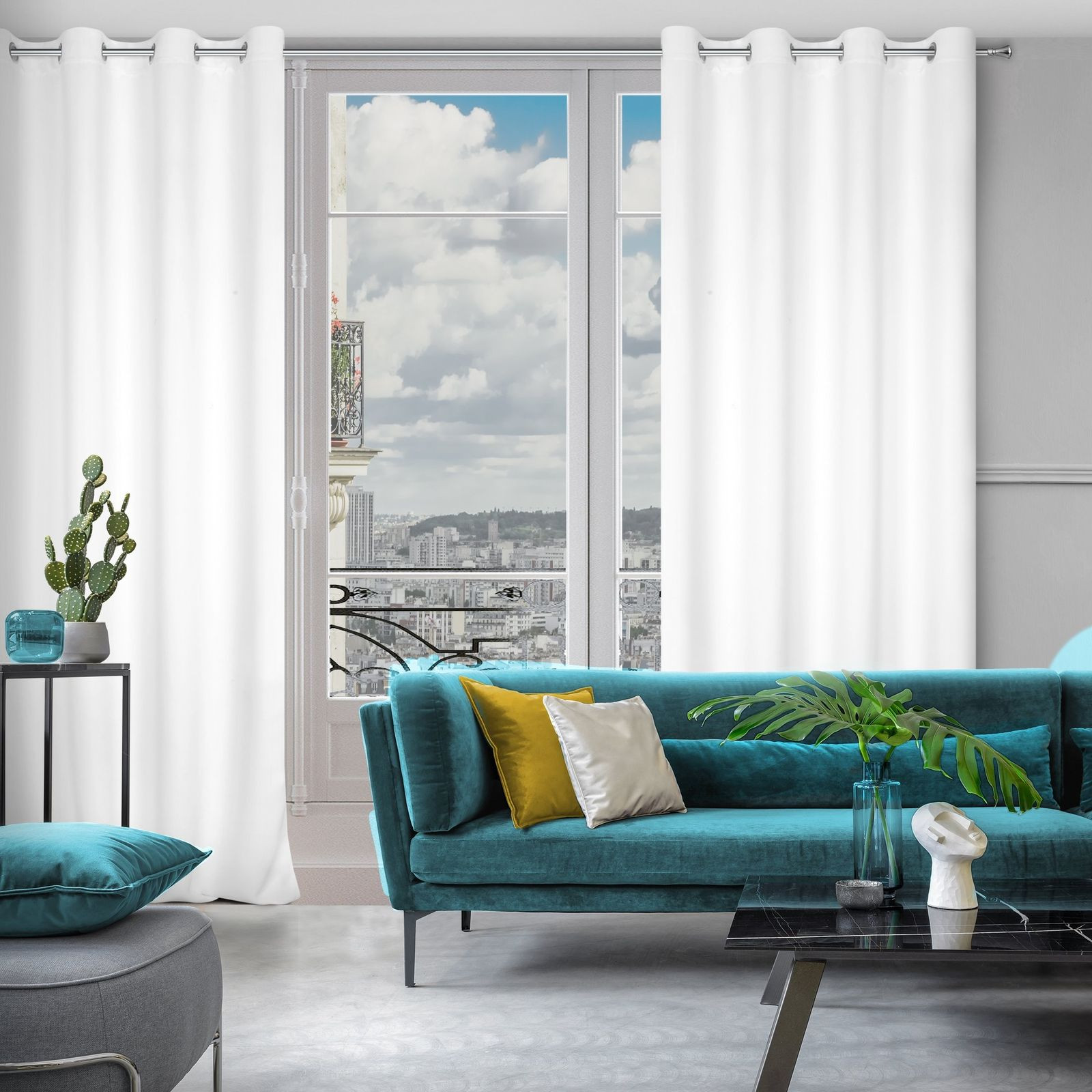 Hotový závěs LOGAN bílý - na průchodkách