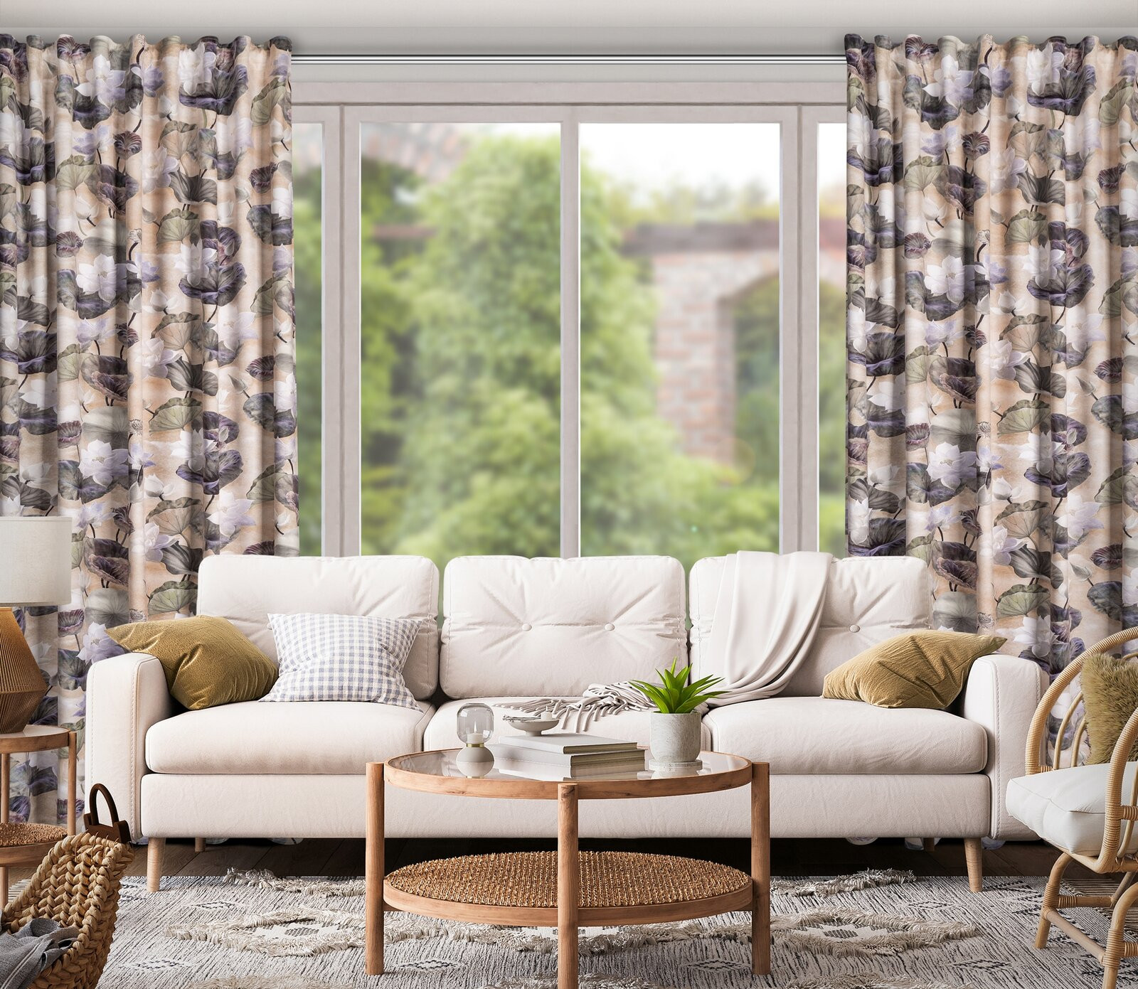 Hotový závěs LOTOS béžový - na pásce