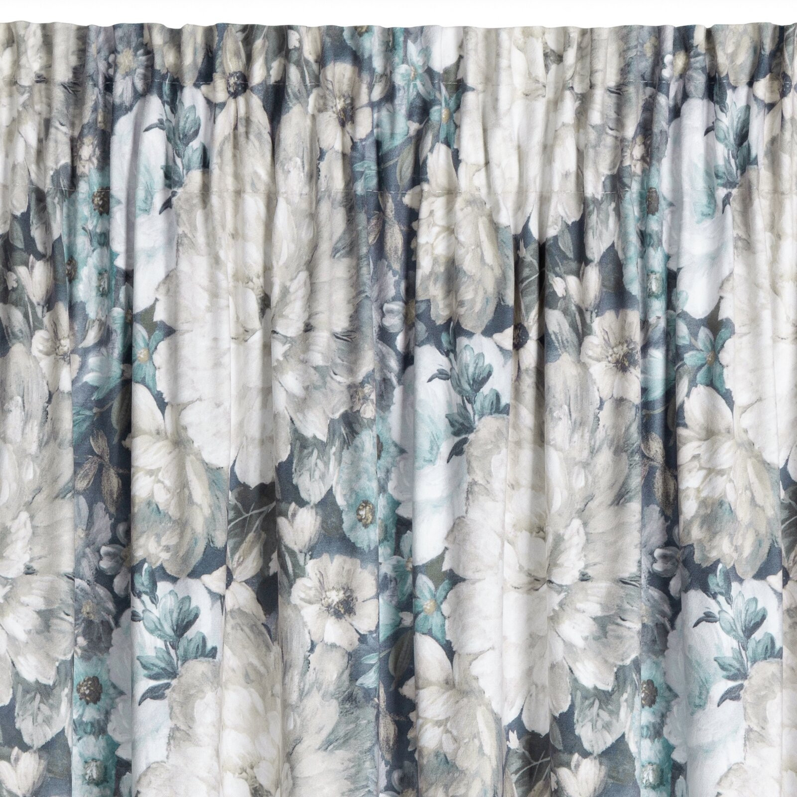 Hotový závěs LUCIA krémový/modrý - na pásce