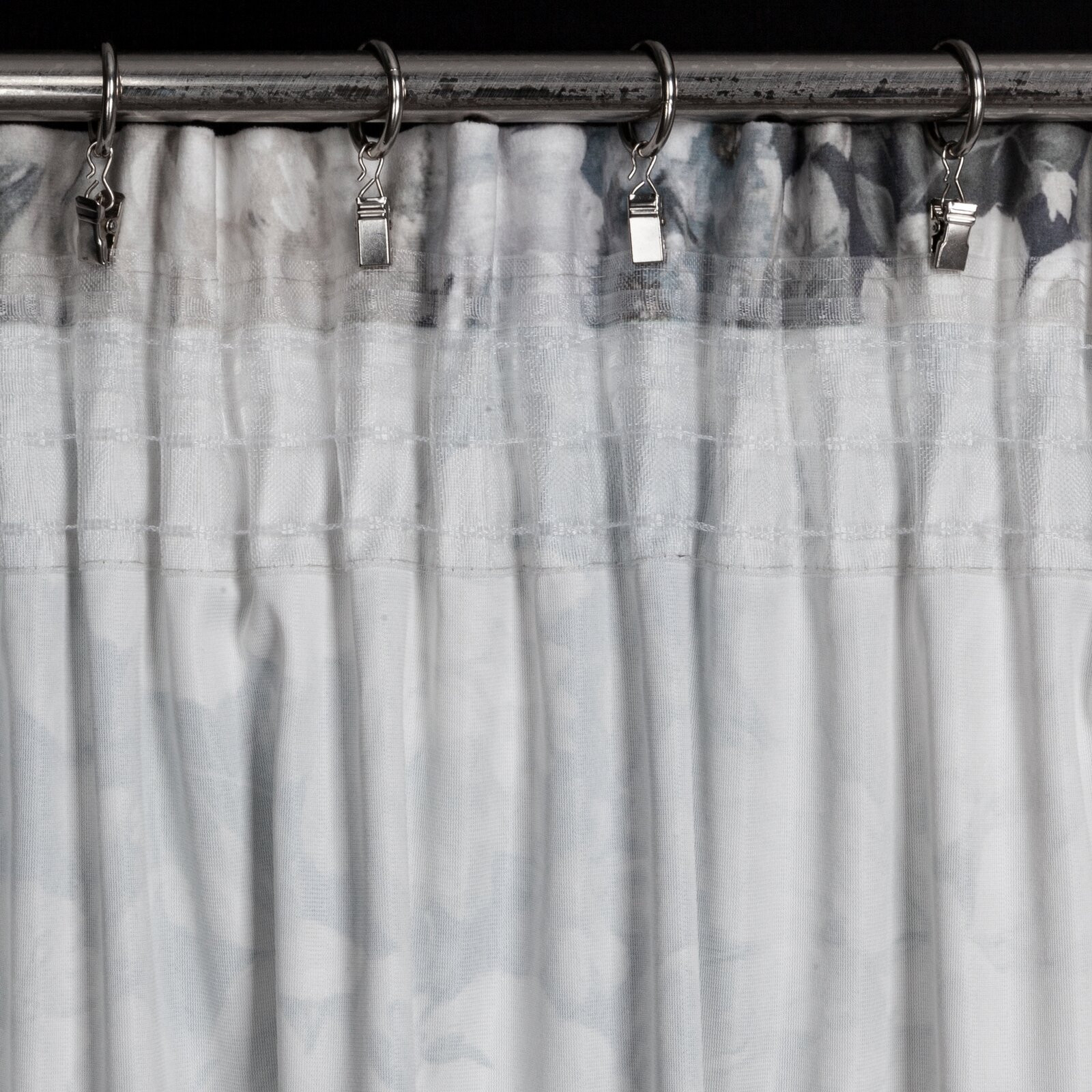 Hotový závěs LUCIA krémový/modrý - na pásce